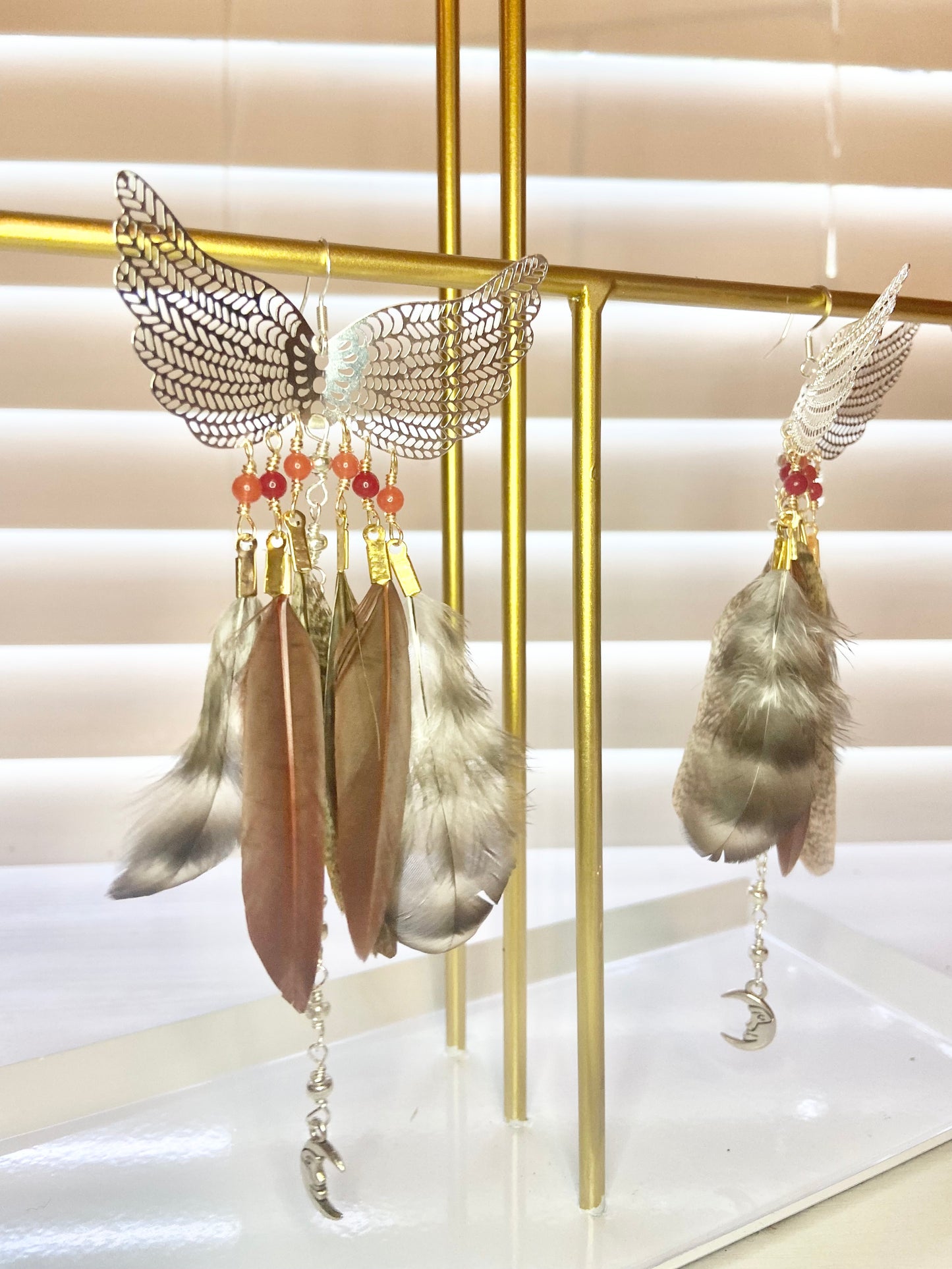 Chicken Feather Phoenix Rising Earrings