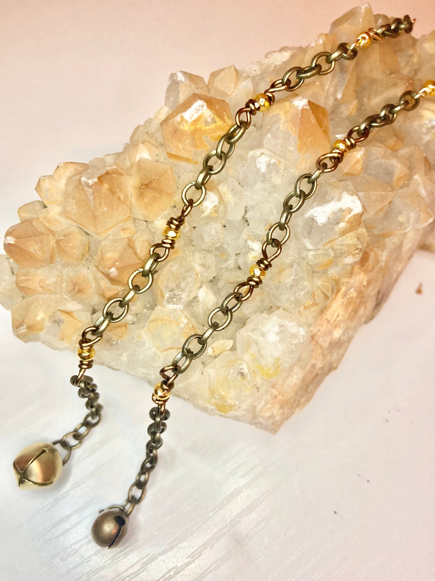 Matching Gold Hematite Anklet and Cat Collar