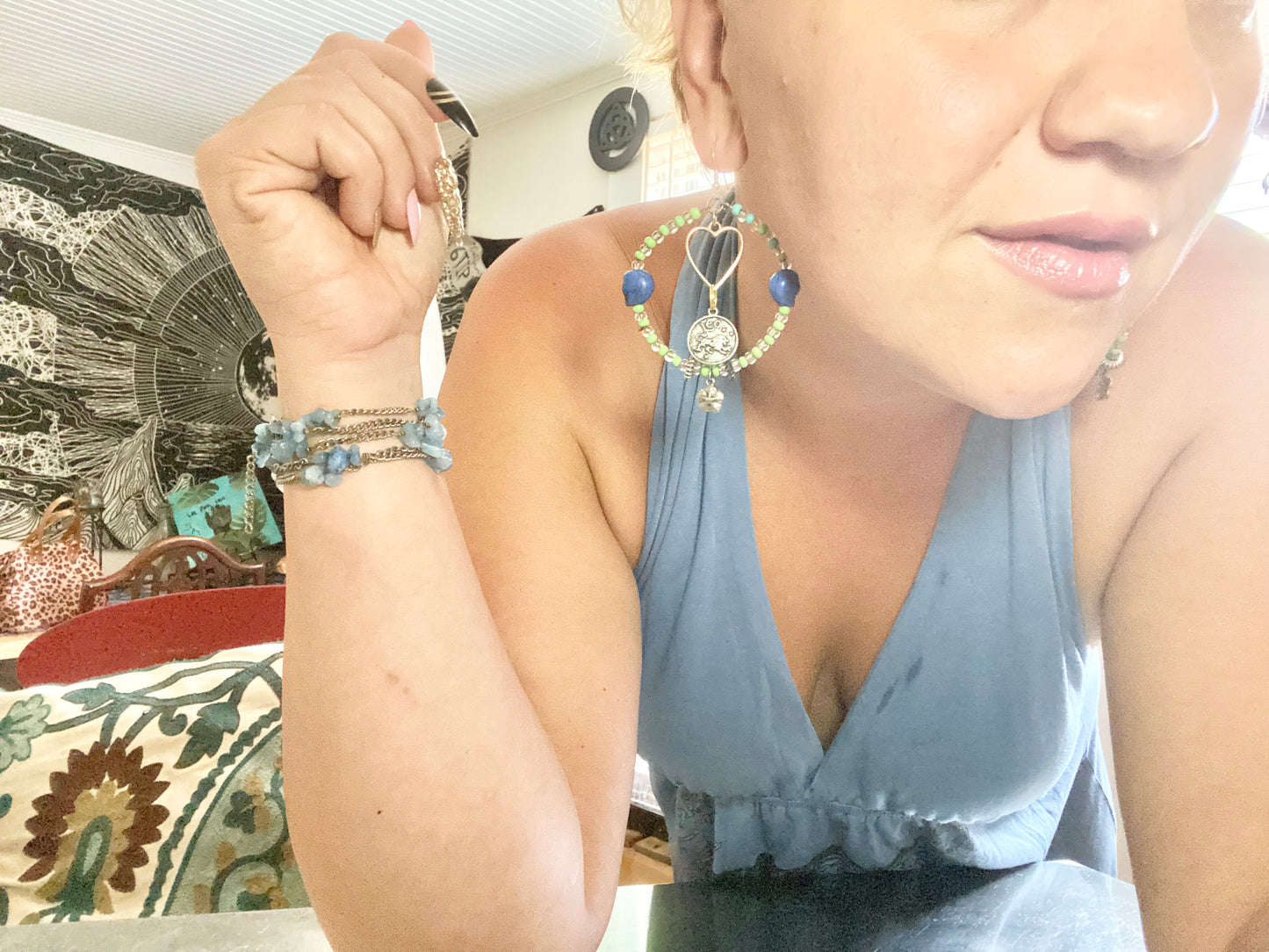 Blue and Green Leo Hoop