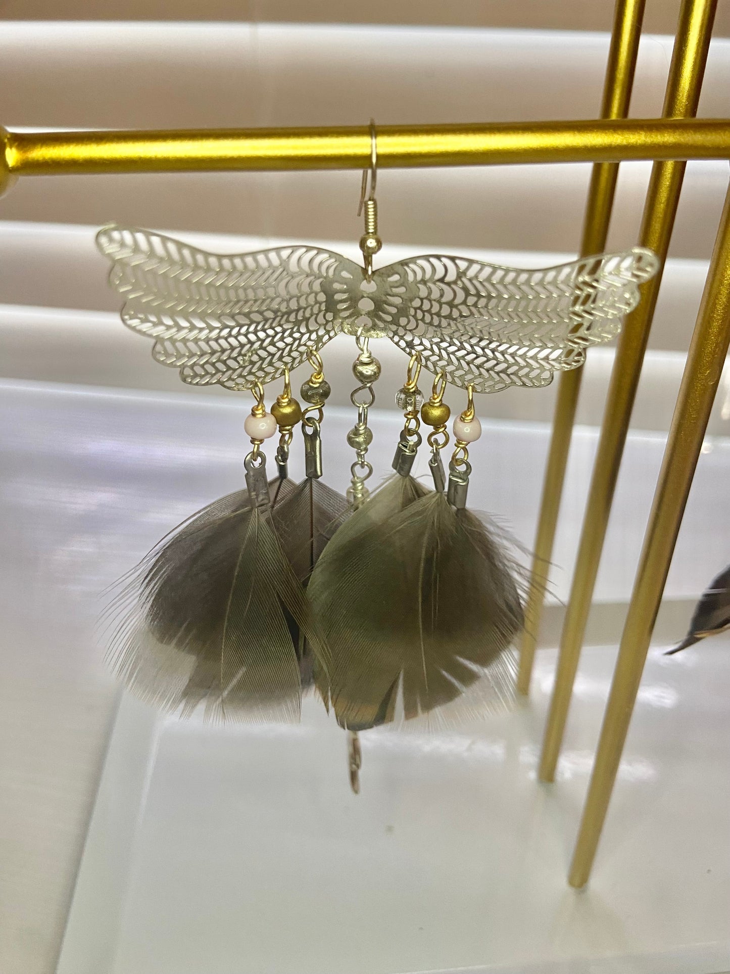 Turkey Feather Phoenix Rising Earrings