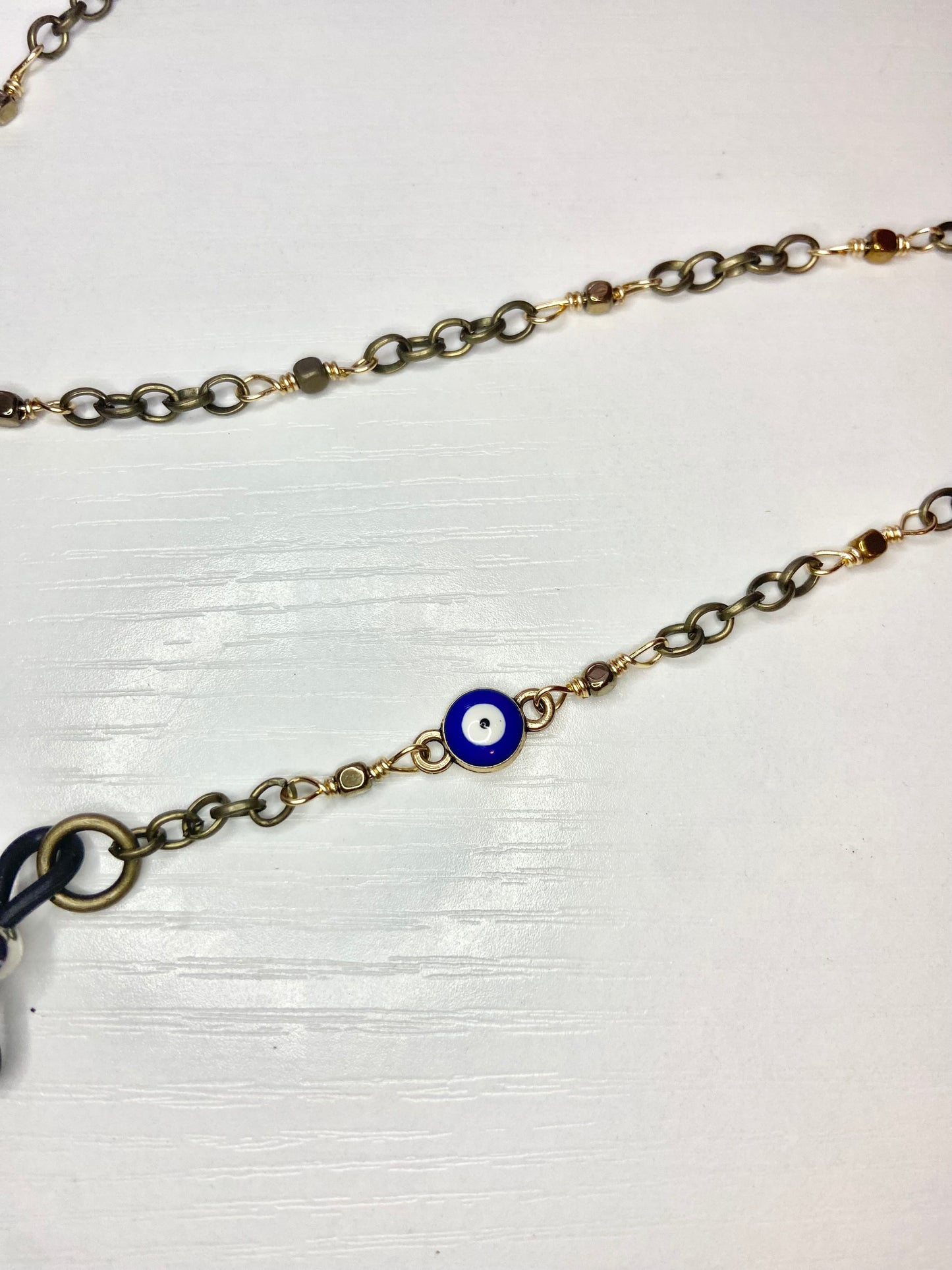 Simple Hematite Evil Eye Lanyard