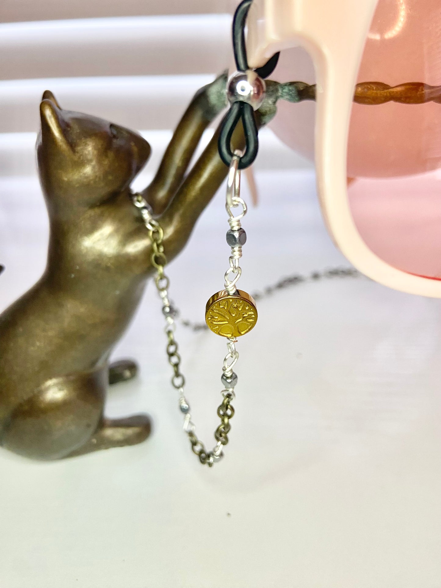 Simple Hematite Tree of Life Lanyard