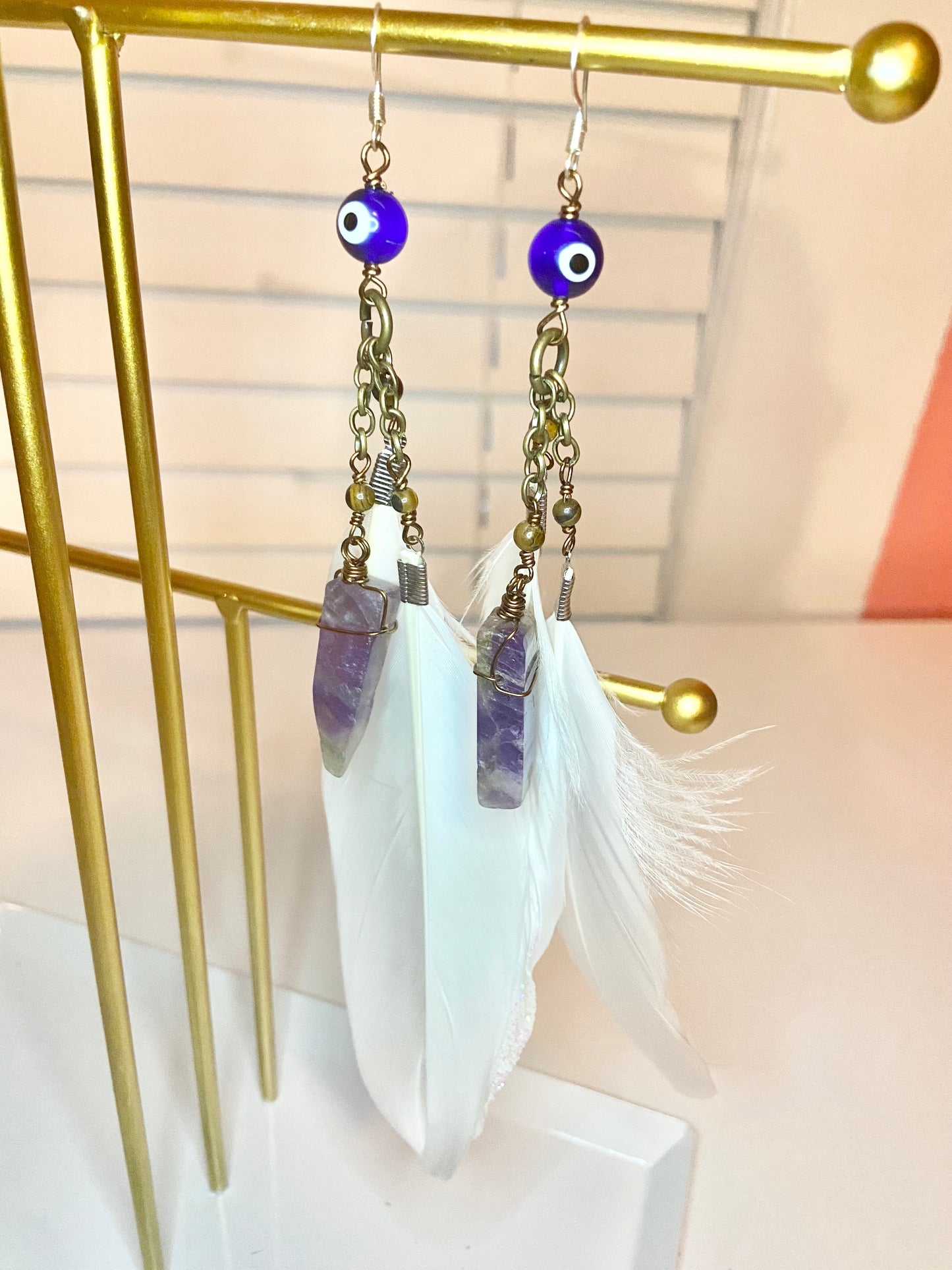 Amethyst Evil Eye Earrings