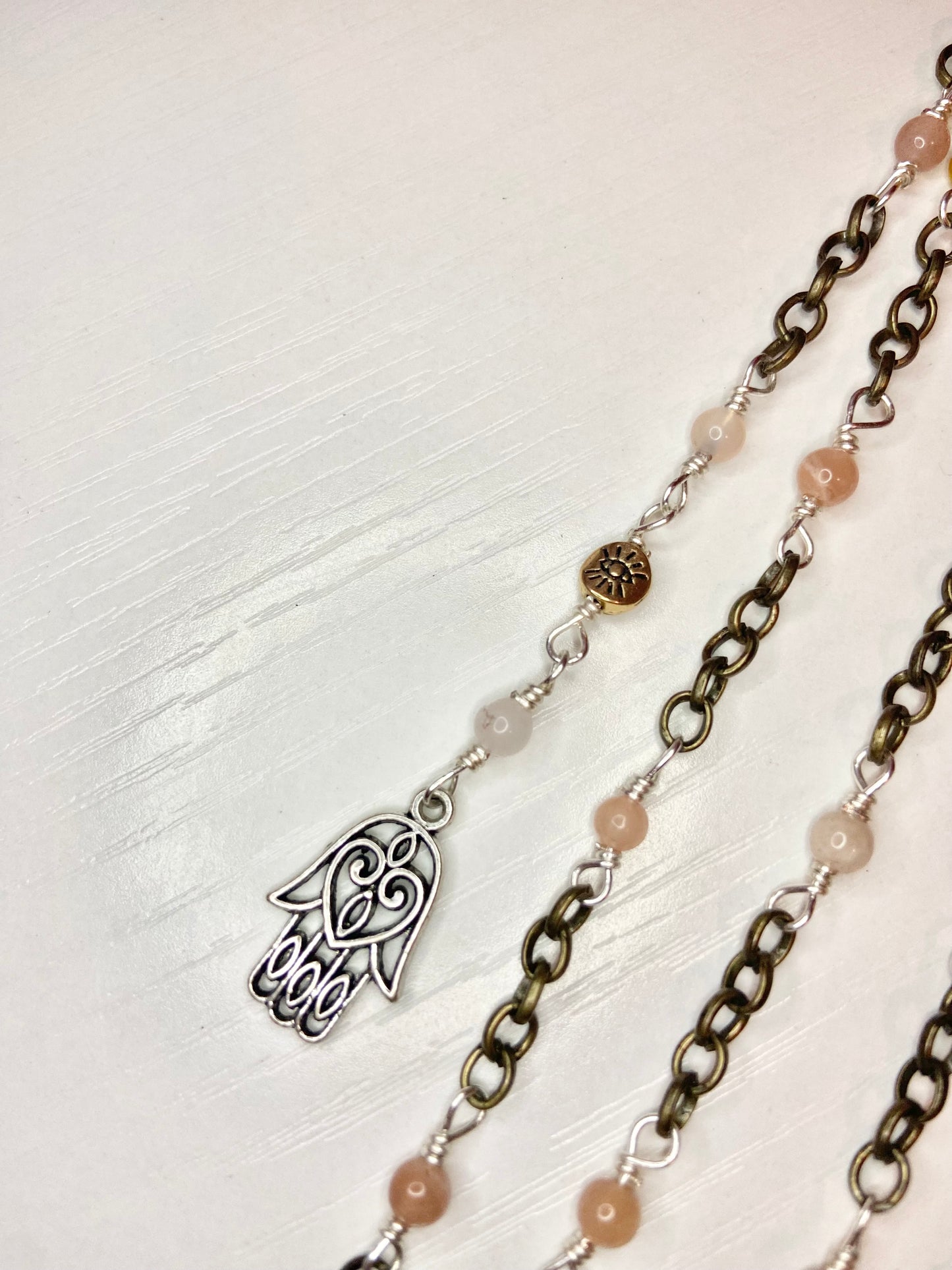 Rose Quartz Evil Eye Lanyard