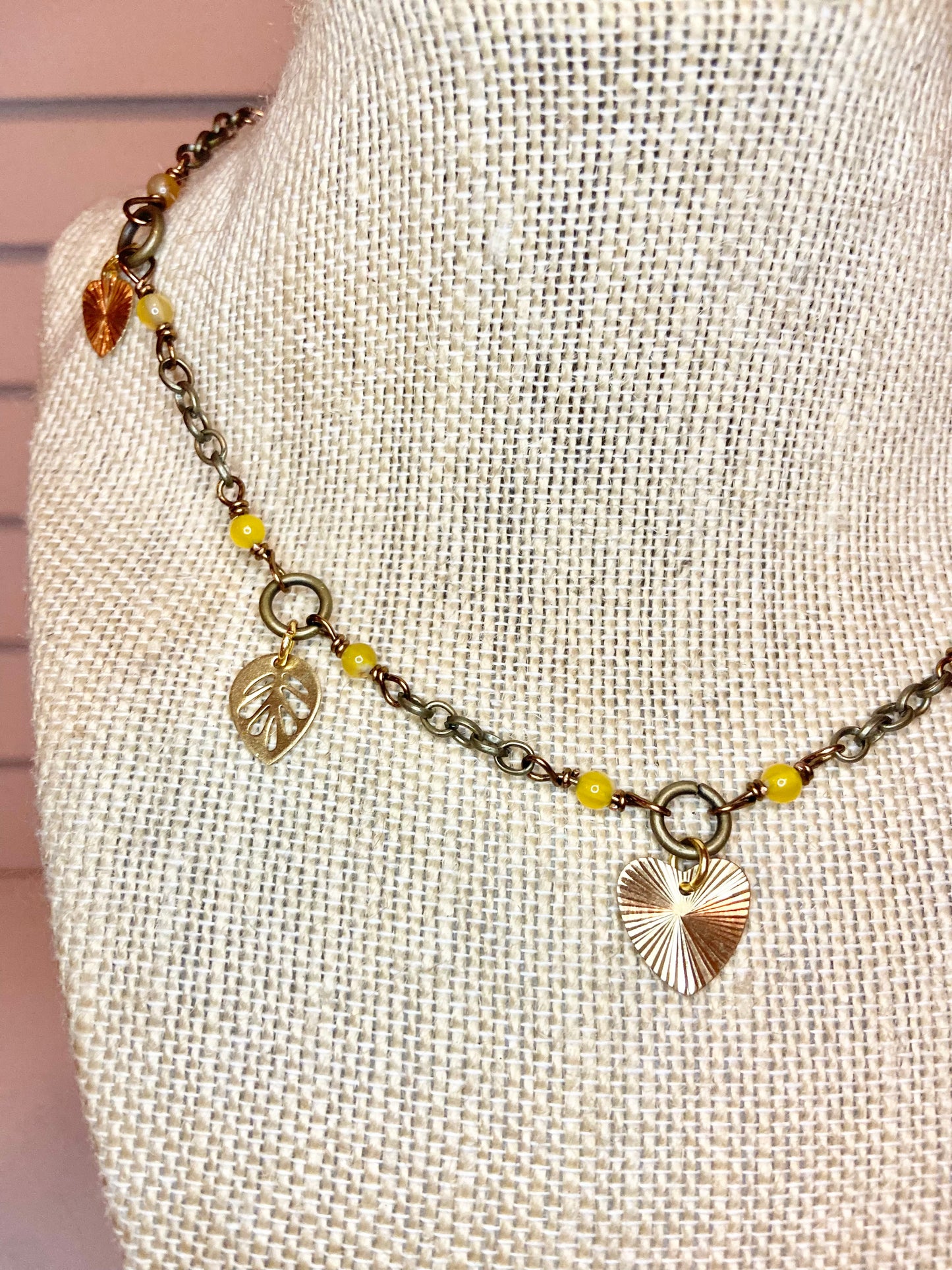 Citrine and Gold Charm Choker