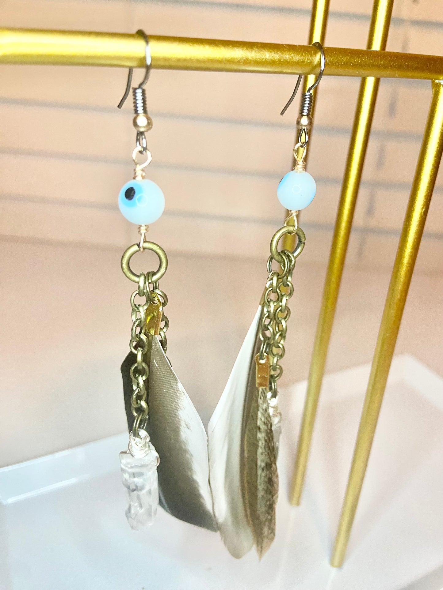 Quartz Evil Eye Earrings