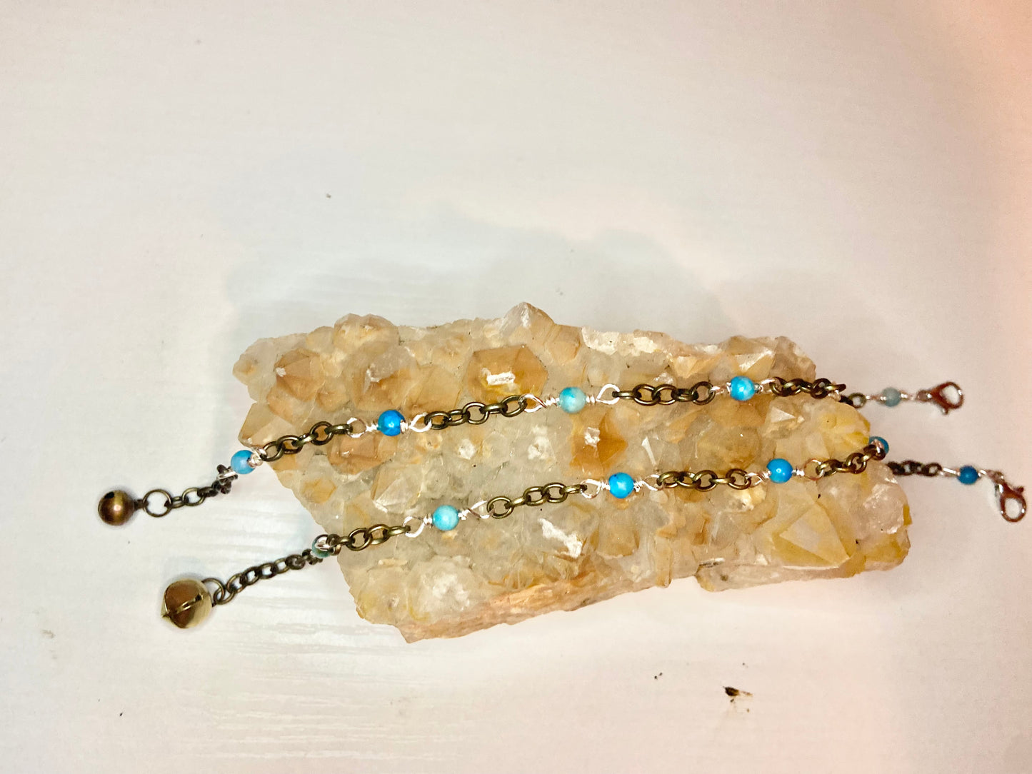 Matching Blue Lace Agate Anklet and Cat Collar