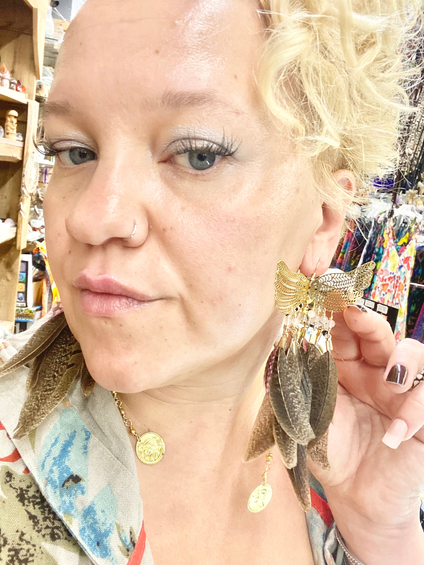 Brown and Pink Phoenix Rising Earrings