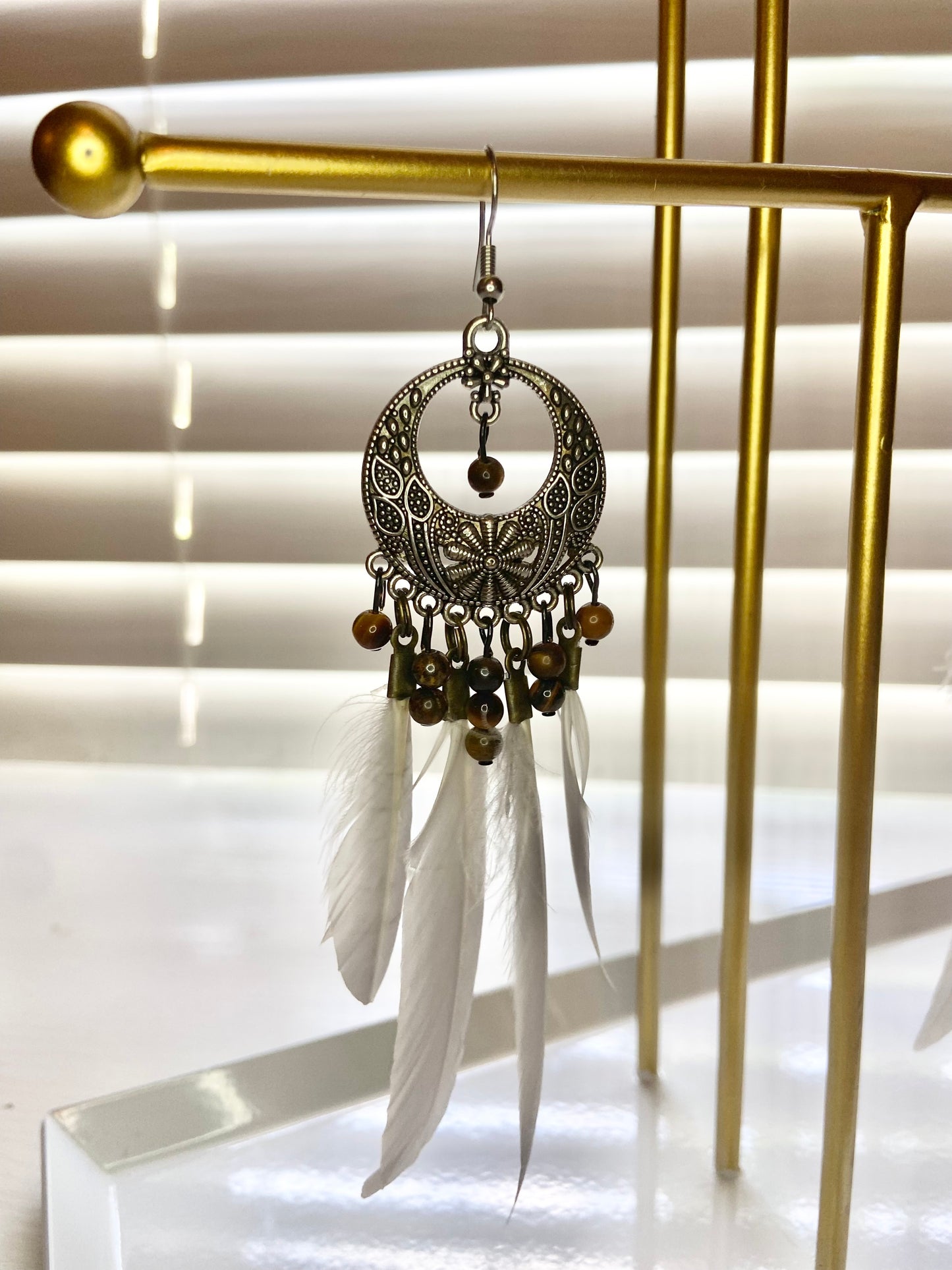 White Boho Earrings