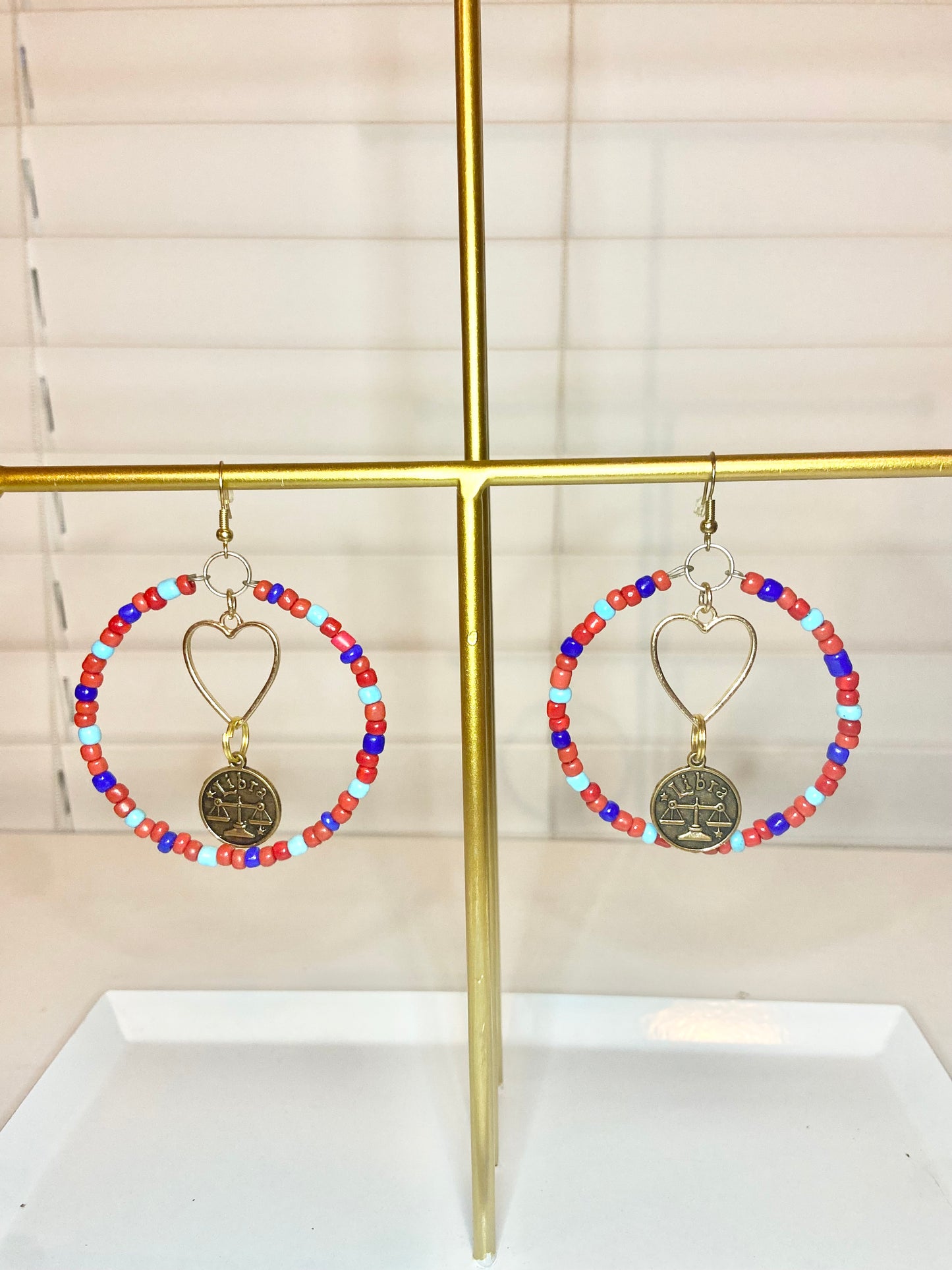 Red and Blue Libra Hoops
