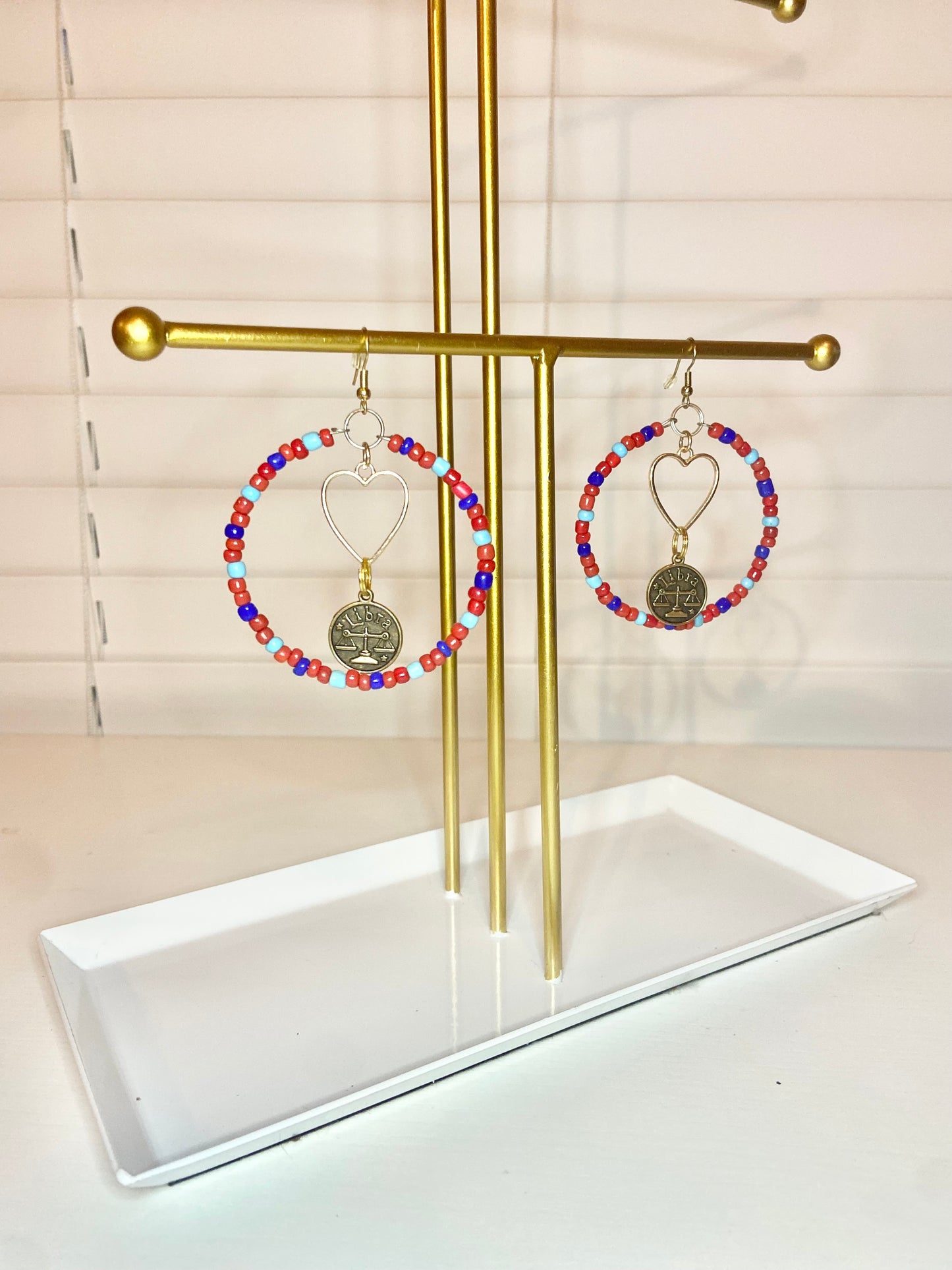 Red and Blue Libra Hoops