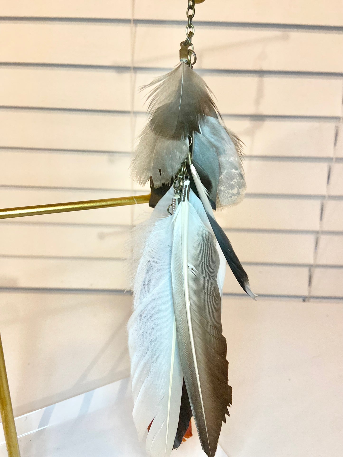 Single Long White Feather Earring