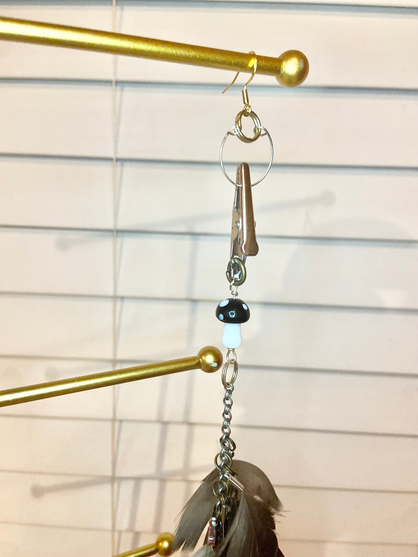 Single Long Natural Feather Earring