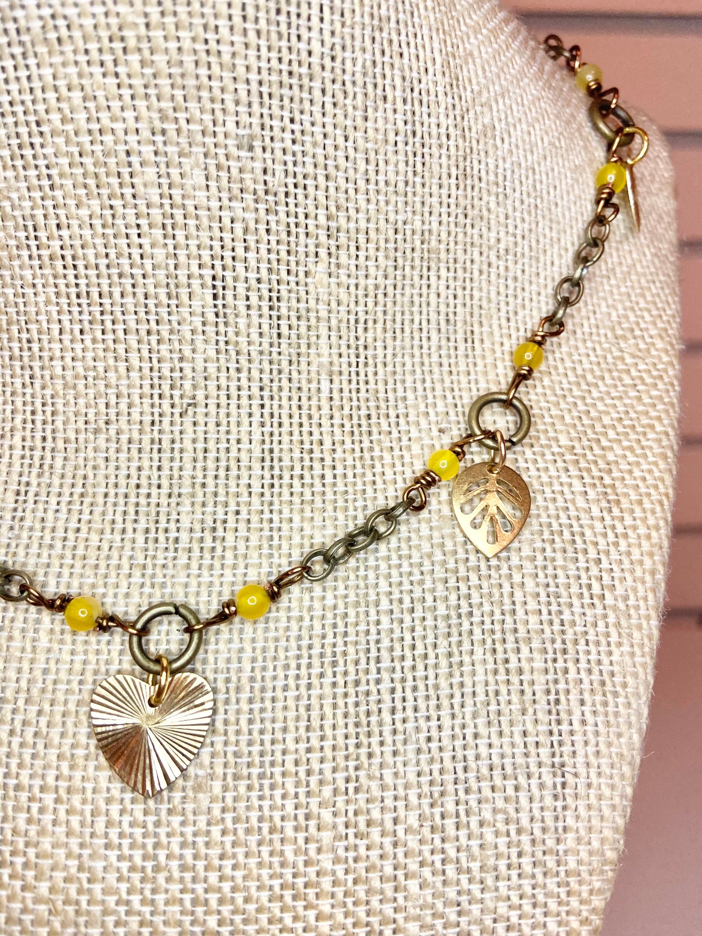 Citrine and Gold Charm Choker