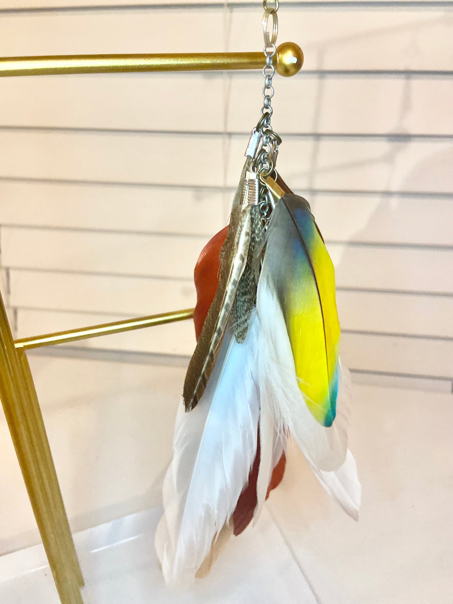 Single Long Yellow Feather Earring