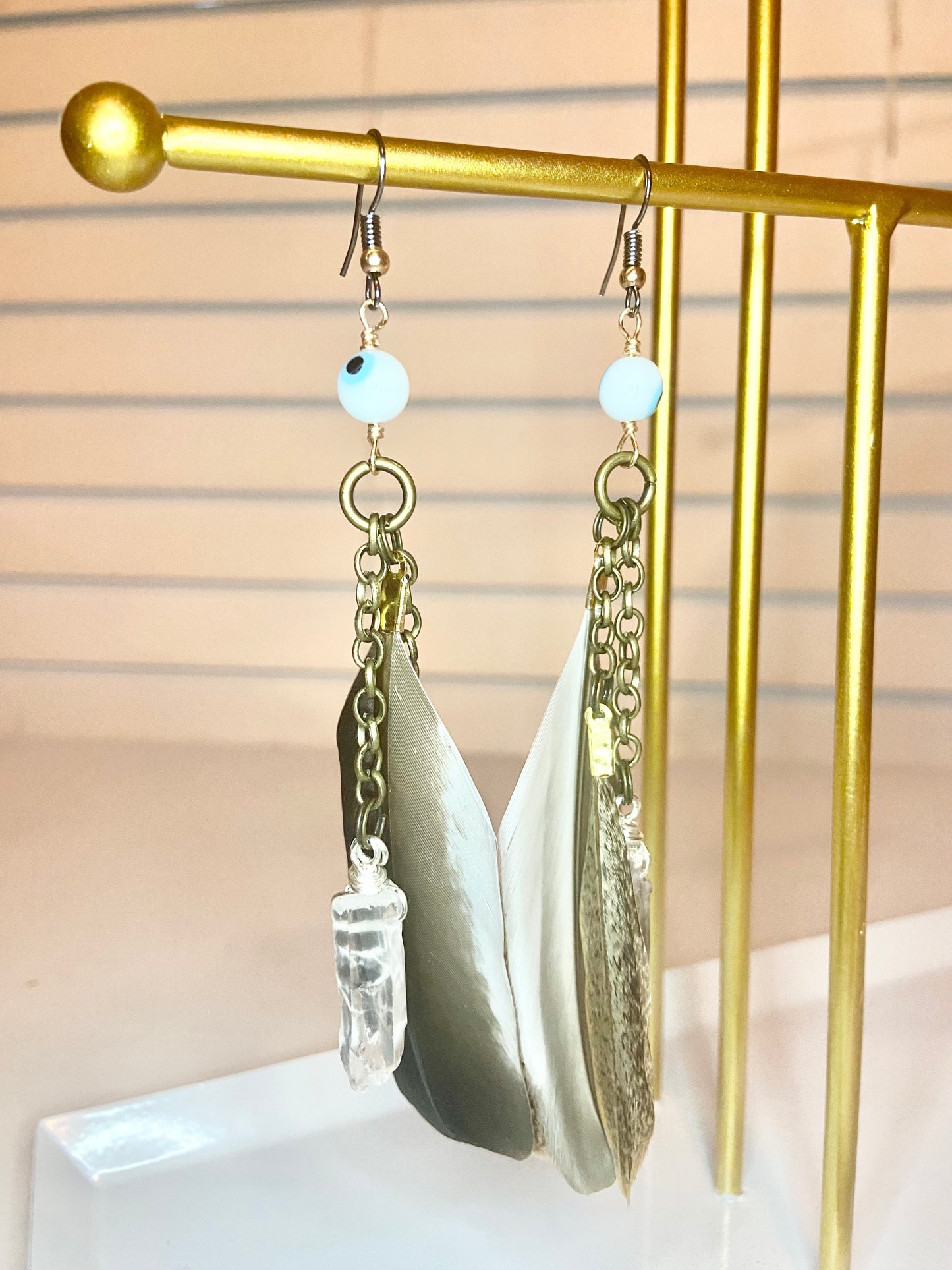 Quartz Evil Eye Earrings