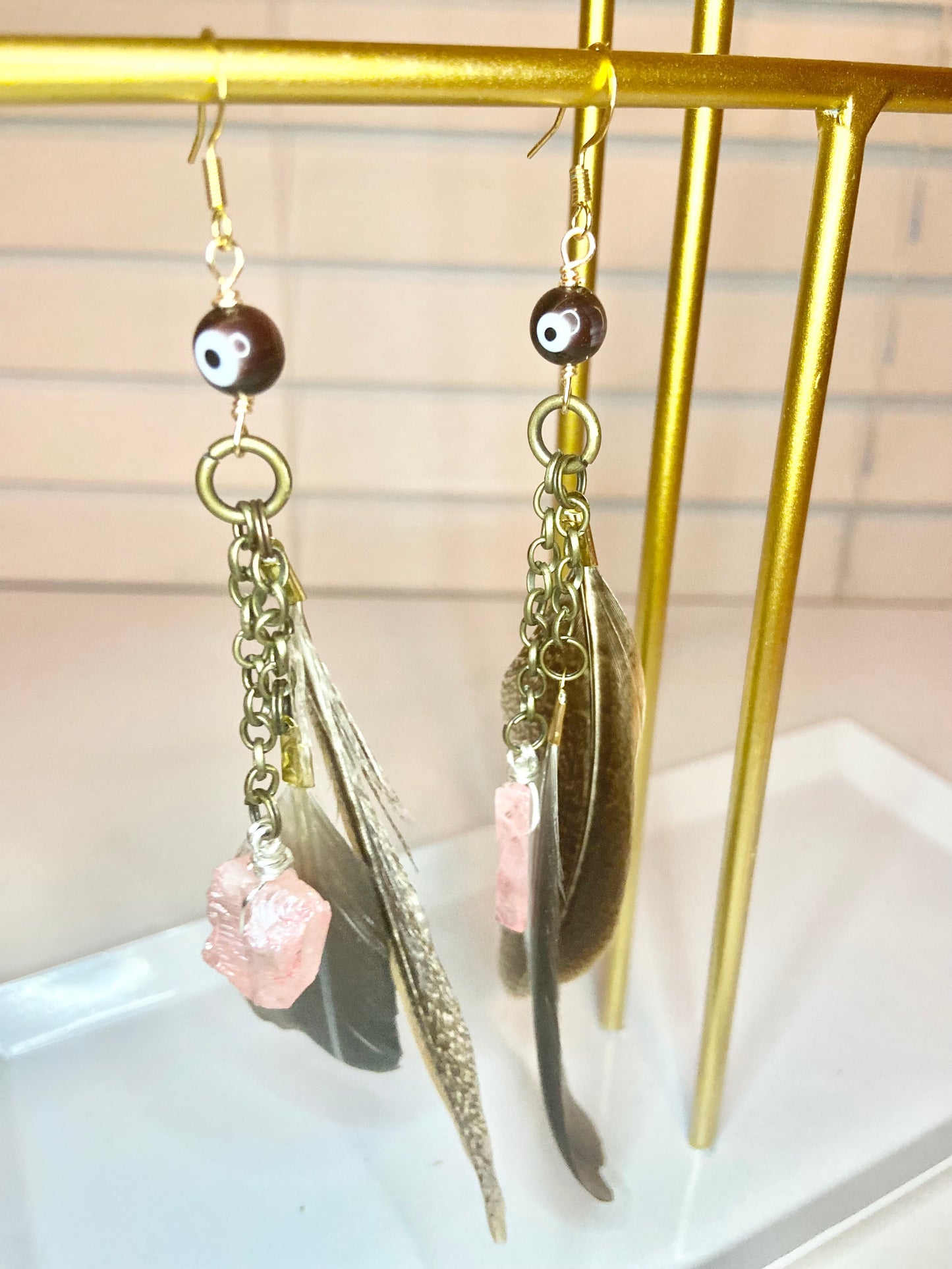 Rose Quartz Evil Eye Earrings