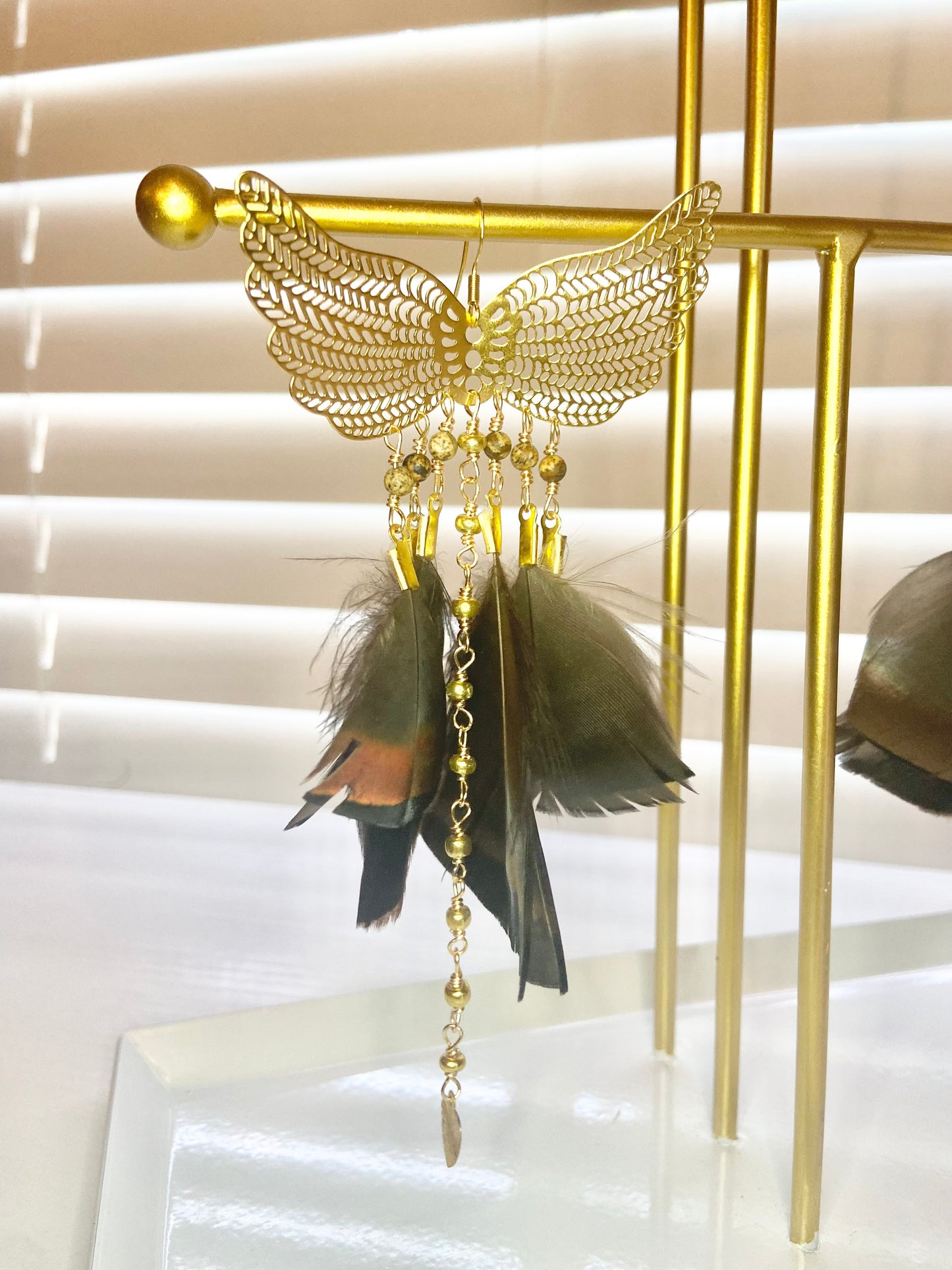 Turkey Feather Phoenix Rising Earrings