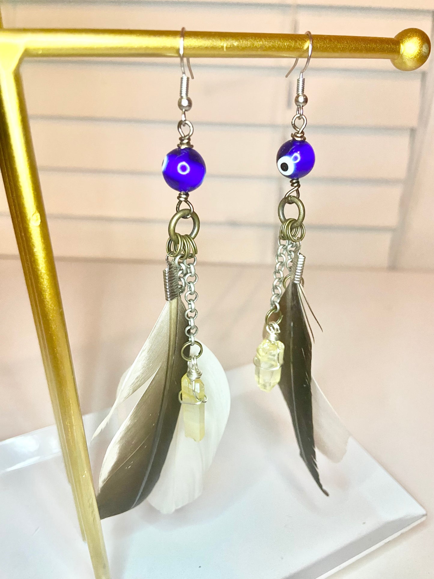 Citrine Evil Eye Earrings