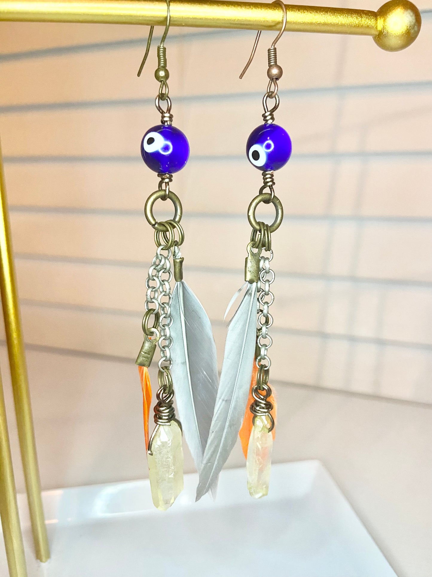 Citrine Evil Eye Earrings