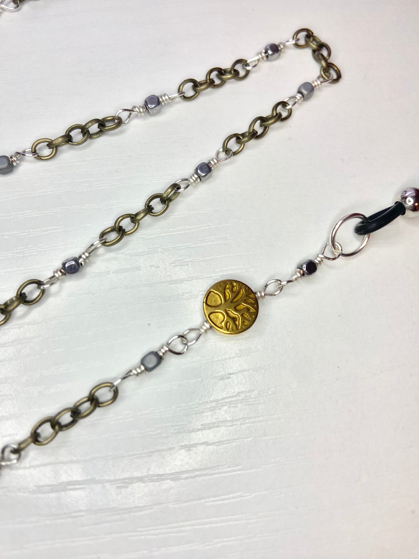 Simple Hematite Tree of Life Lanyard