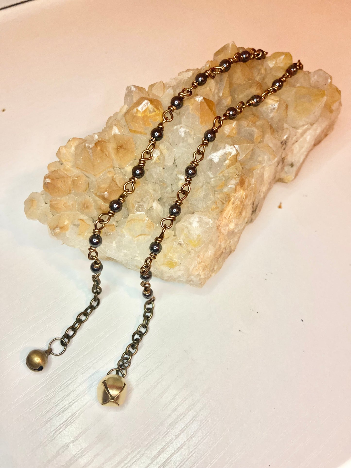 Matching Hematite Anklet and Cat Collar