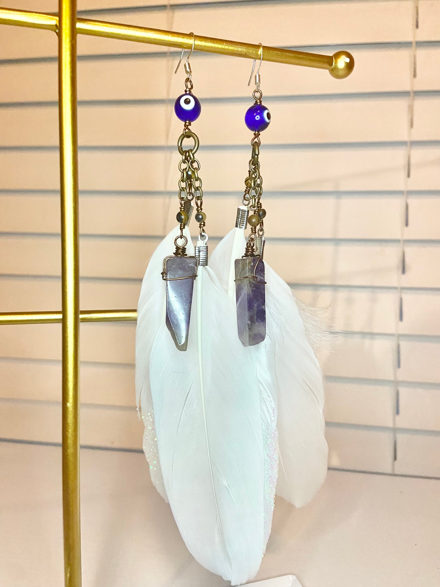 Amethyst Evil Eye Earrings