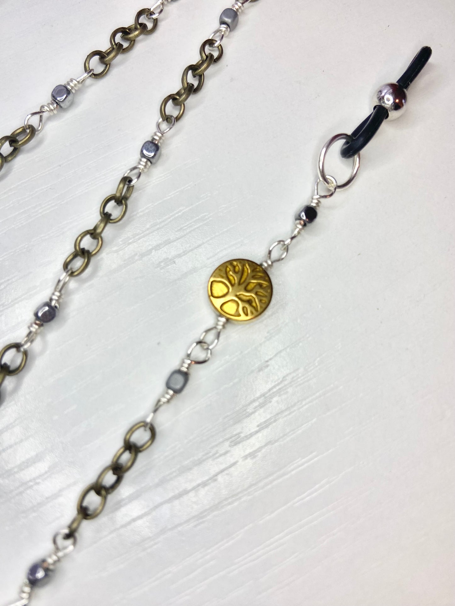 Simple Hematite Tree of Life Lanyard