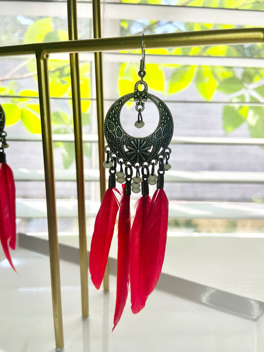 Red Boho Earrings