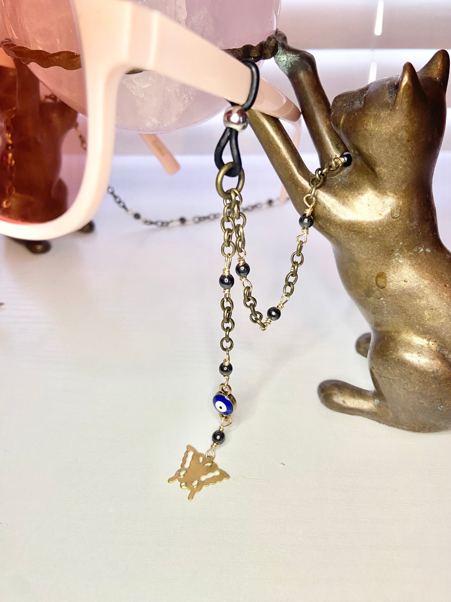 Hematite Evil Eye Lanyard