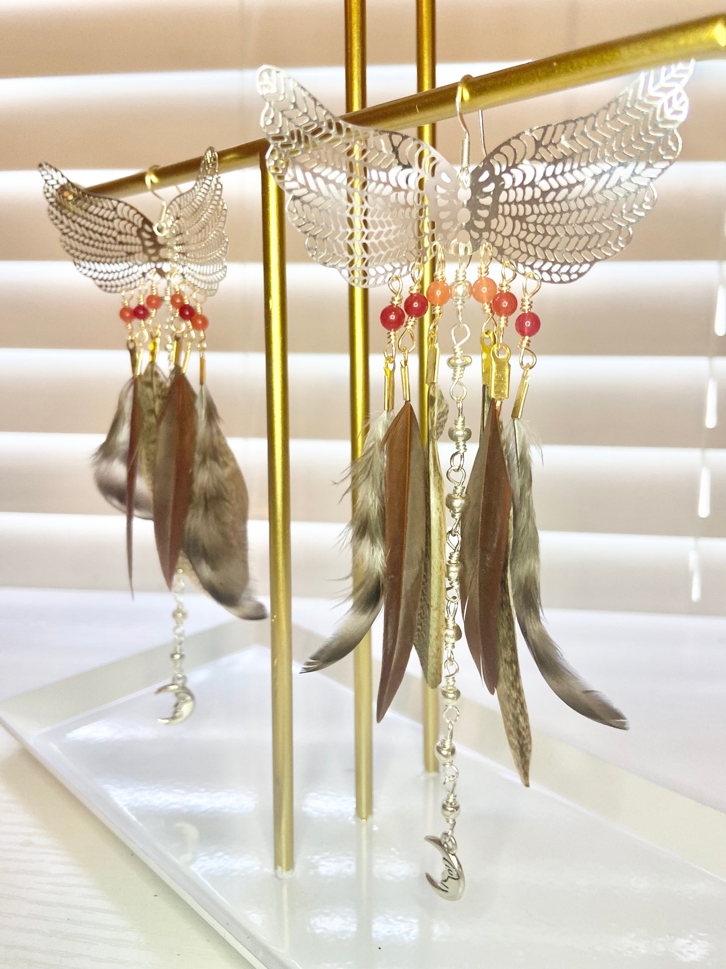 Chicken Feather Phoenix Rising Earrings