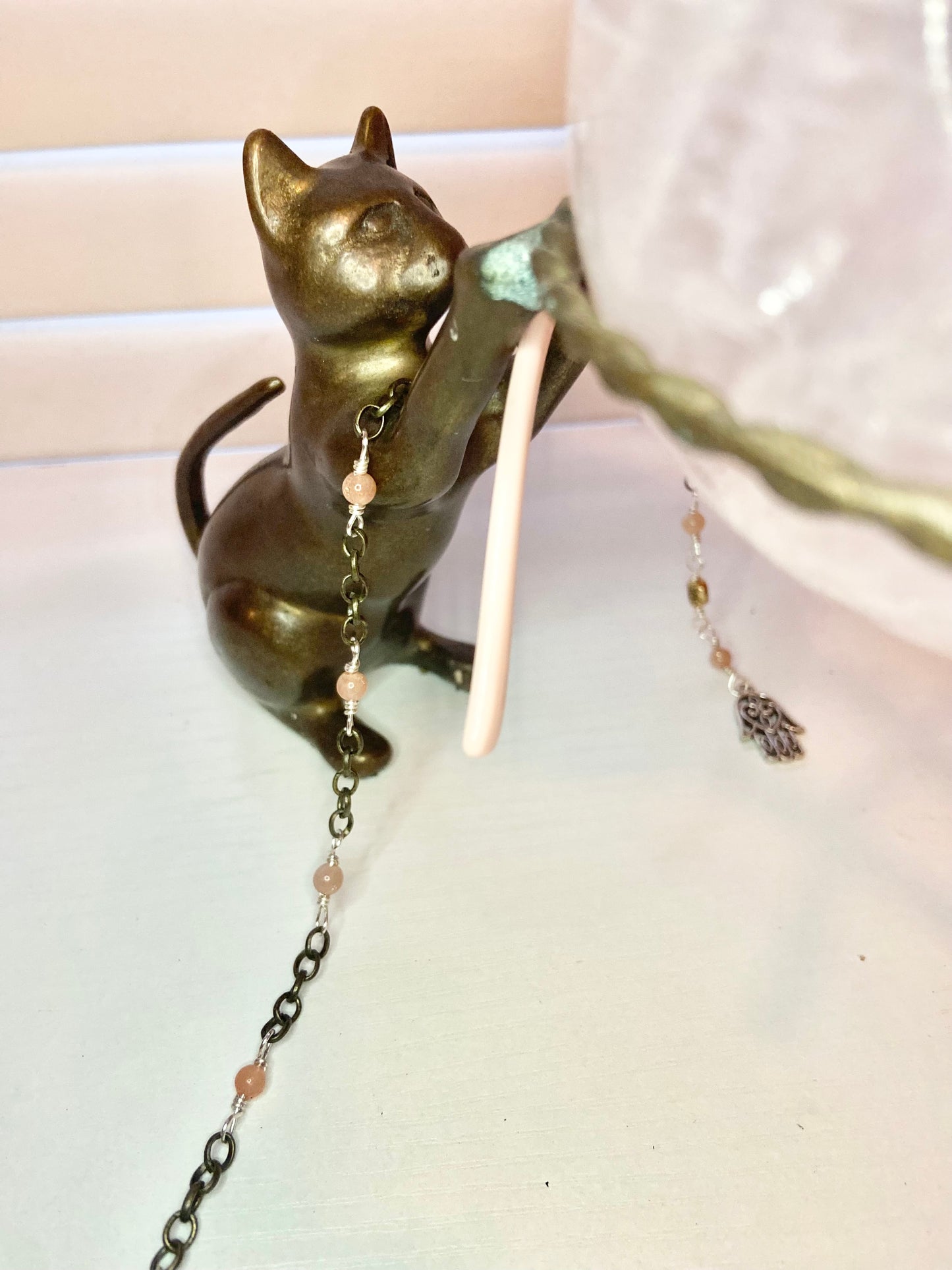 Rose Quartz Evil Eye Lanyard