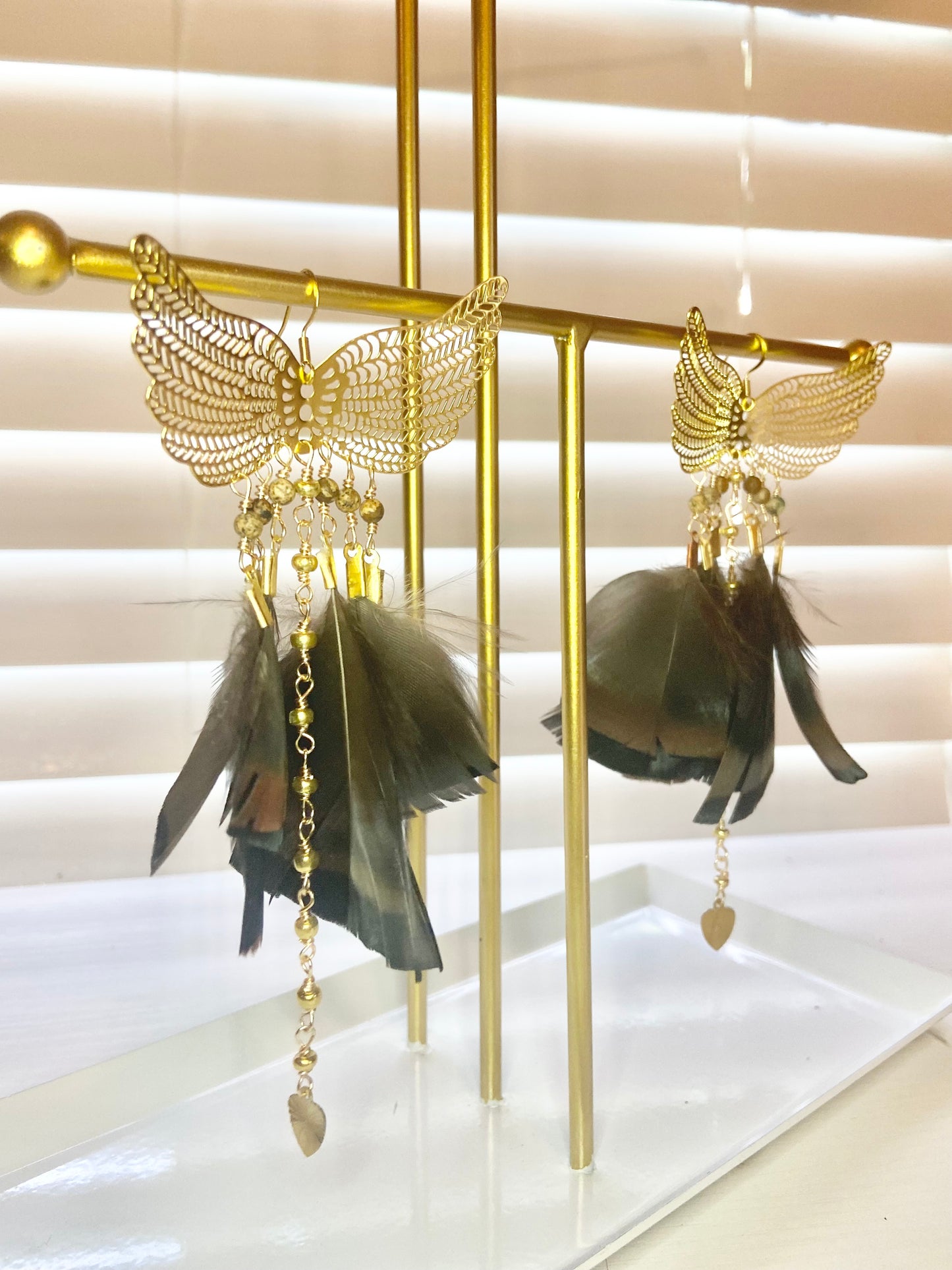 Turkey Feather Phoenix Rising Earrings