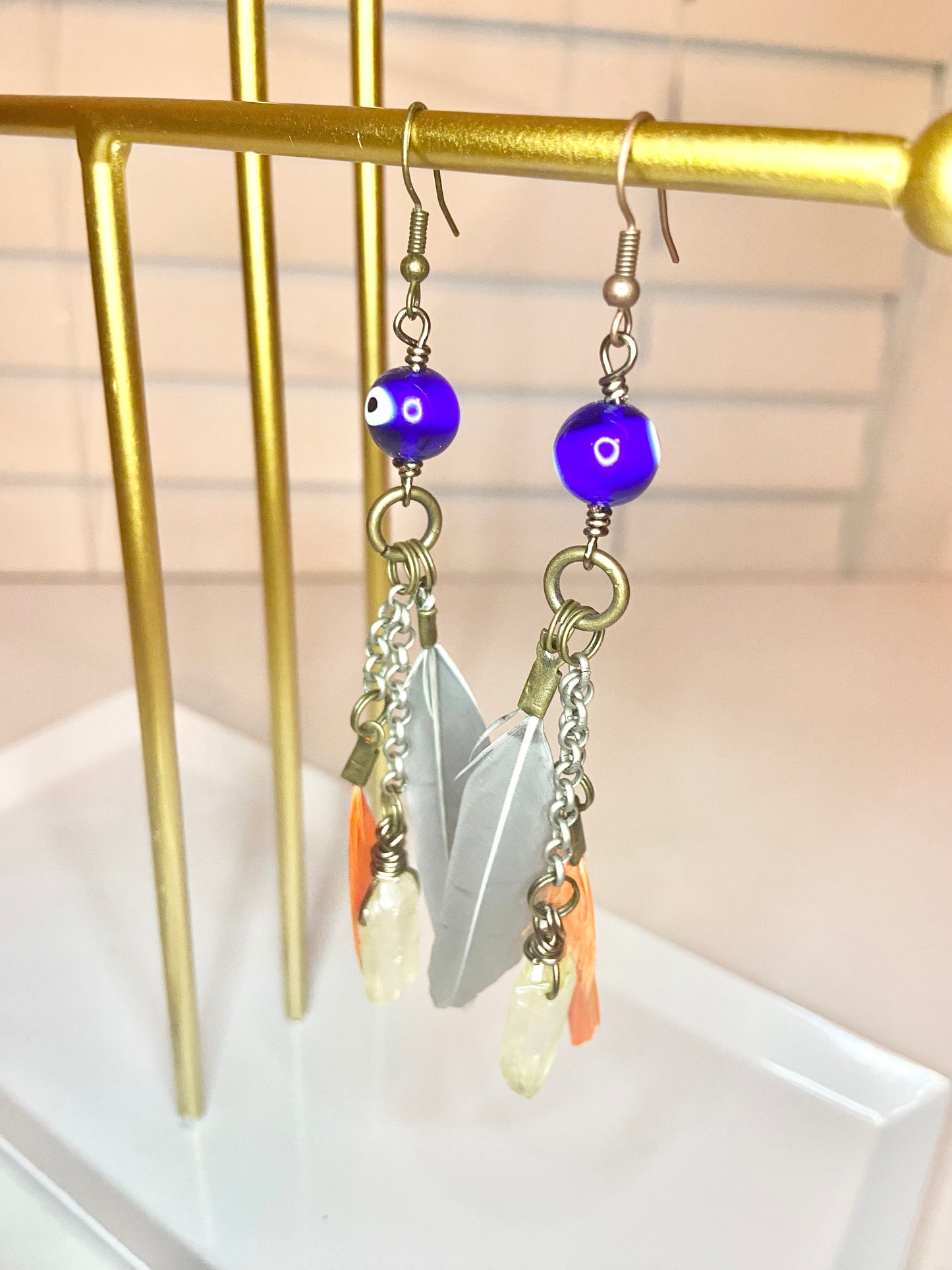 Citrine Evil Eye Earrings