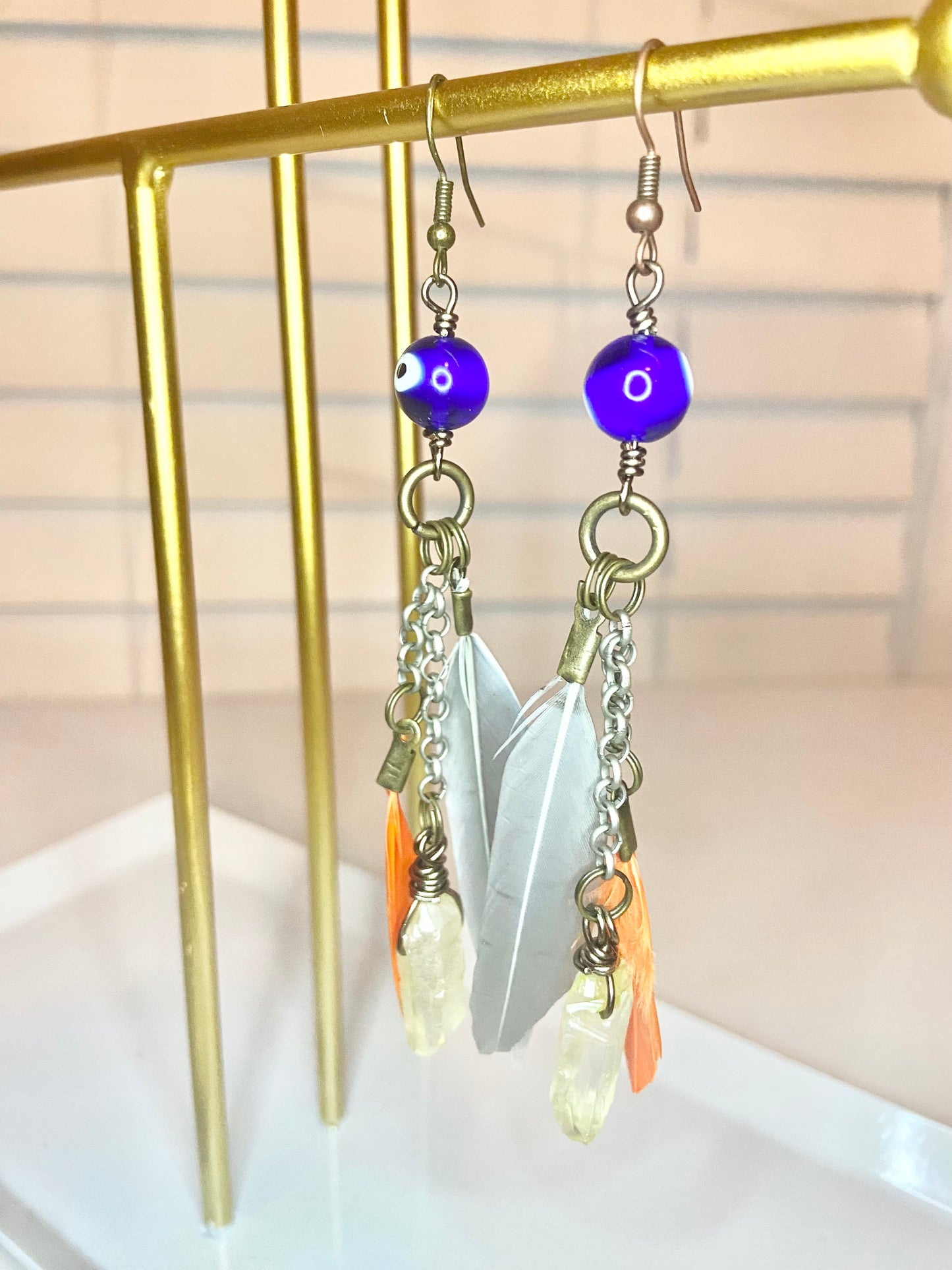 Citrine Evil Eye Earrings