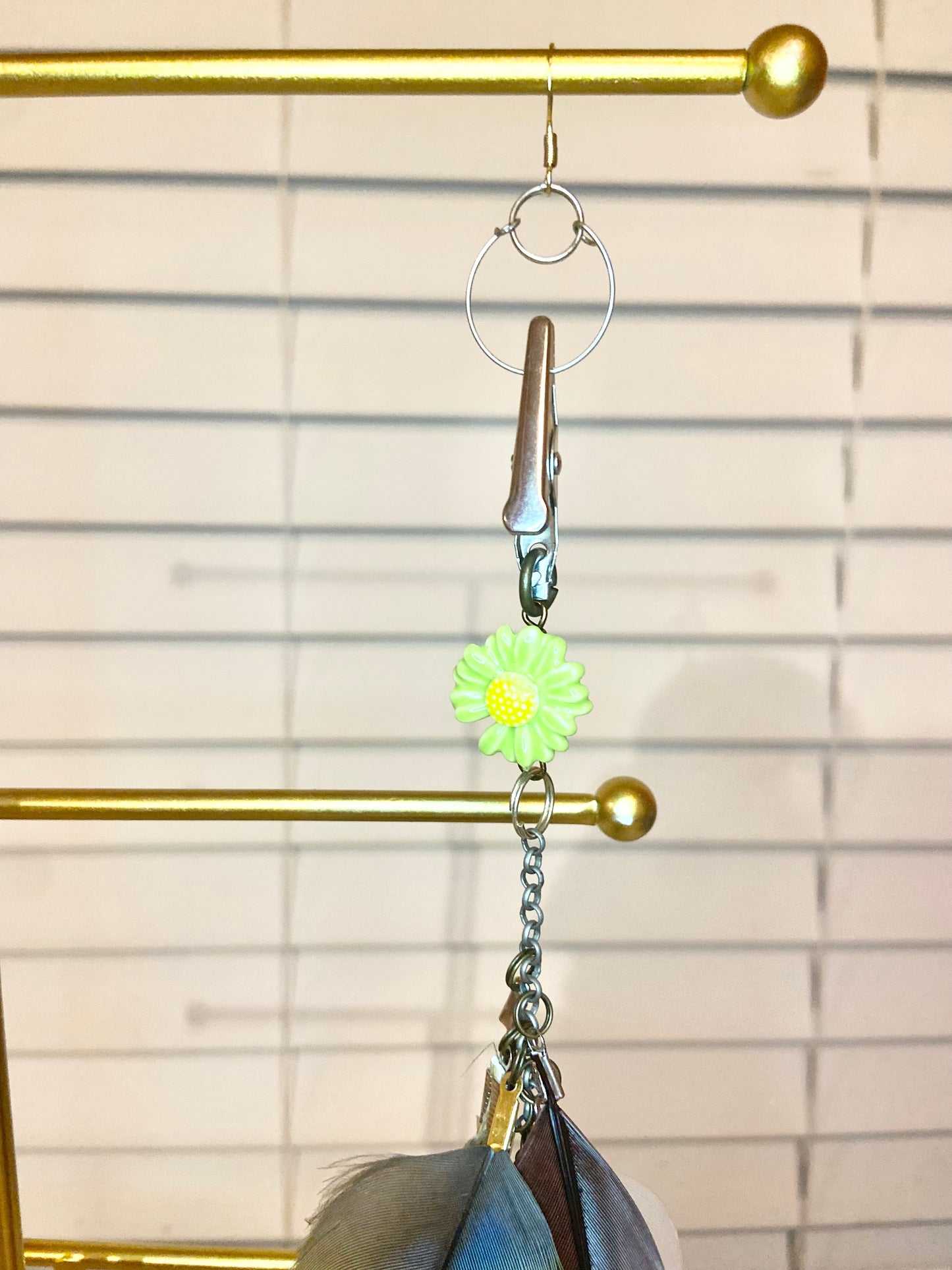 Single Long Yellow Feather Earring