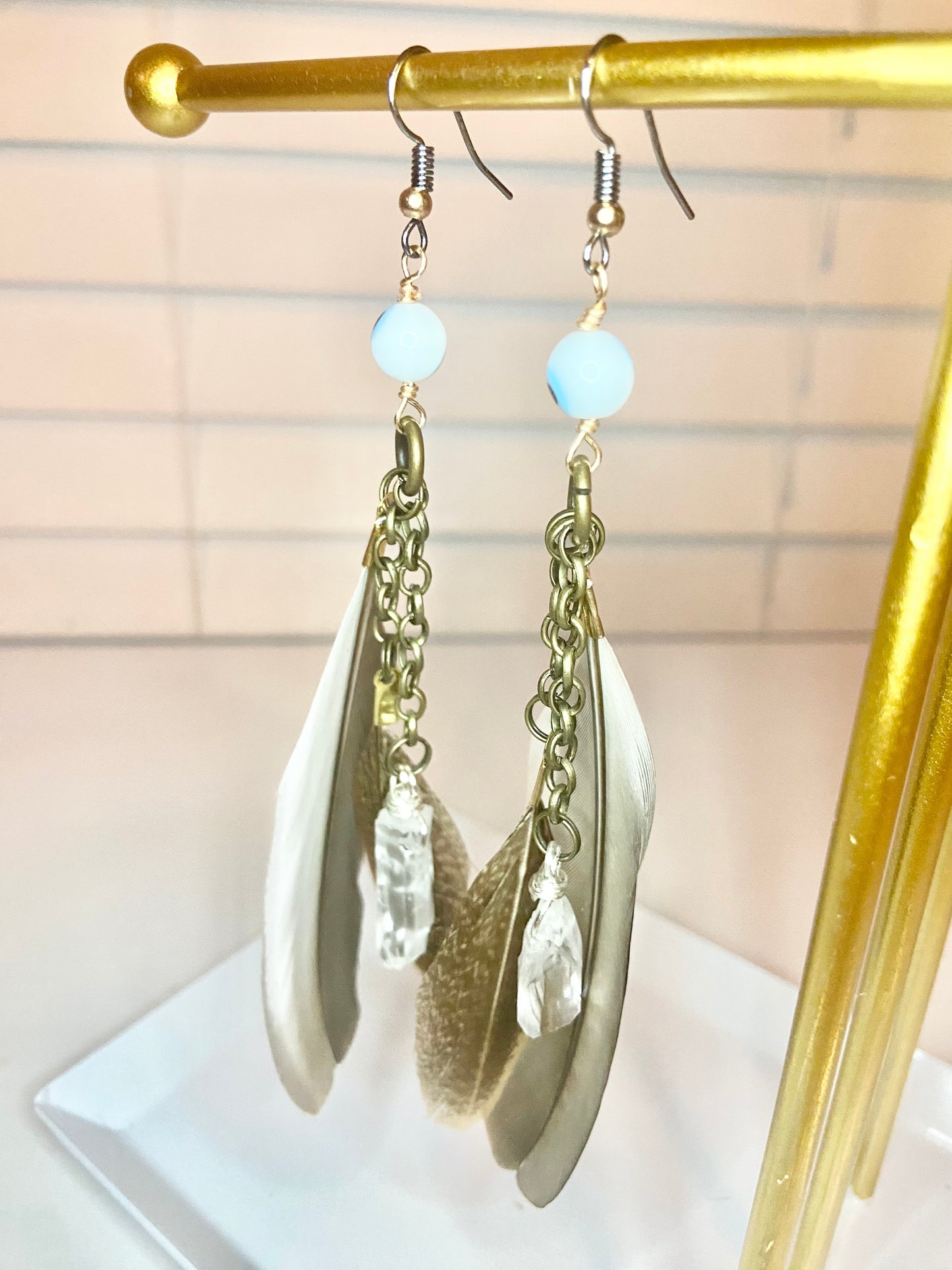 Quartz Evil Eye Earrings