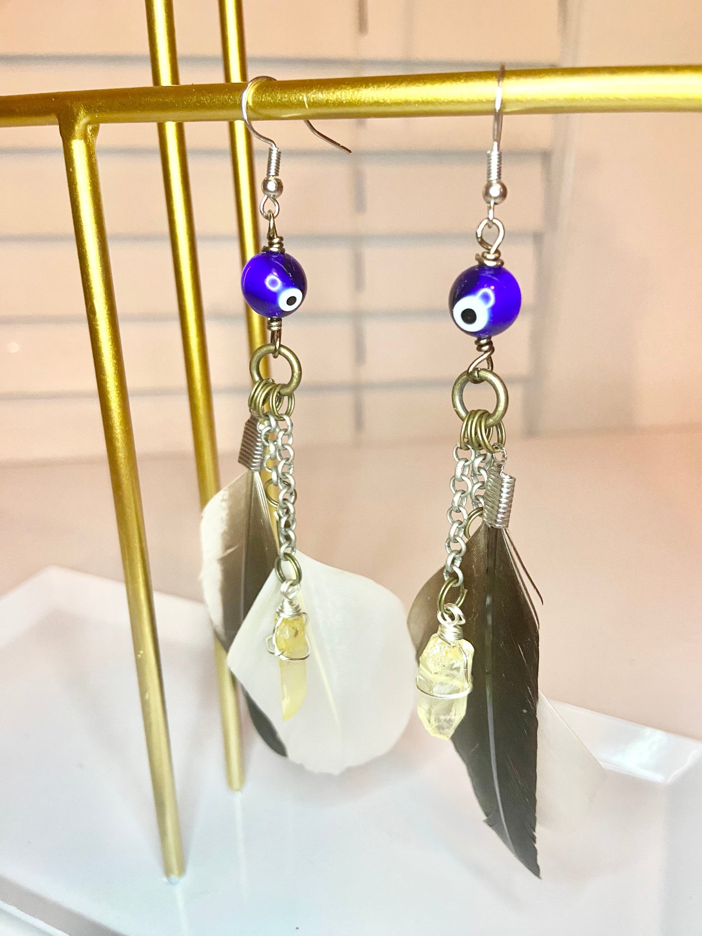 Citrine Evil Eye Earrings
