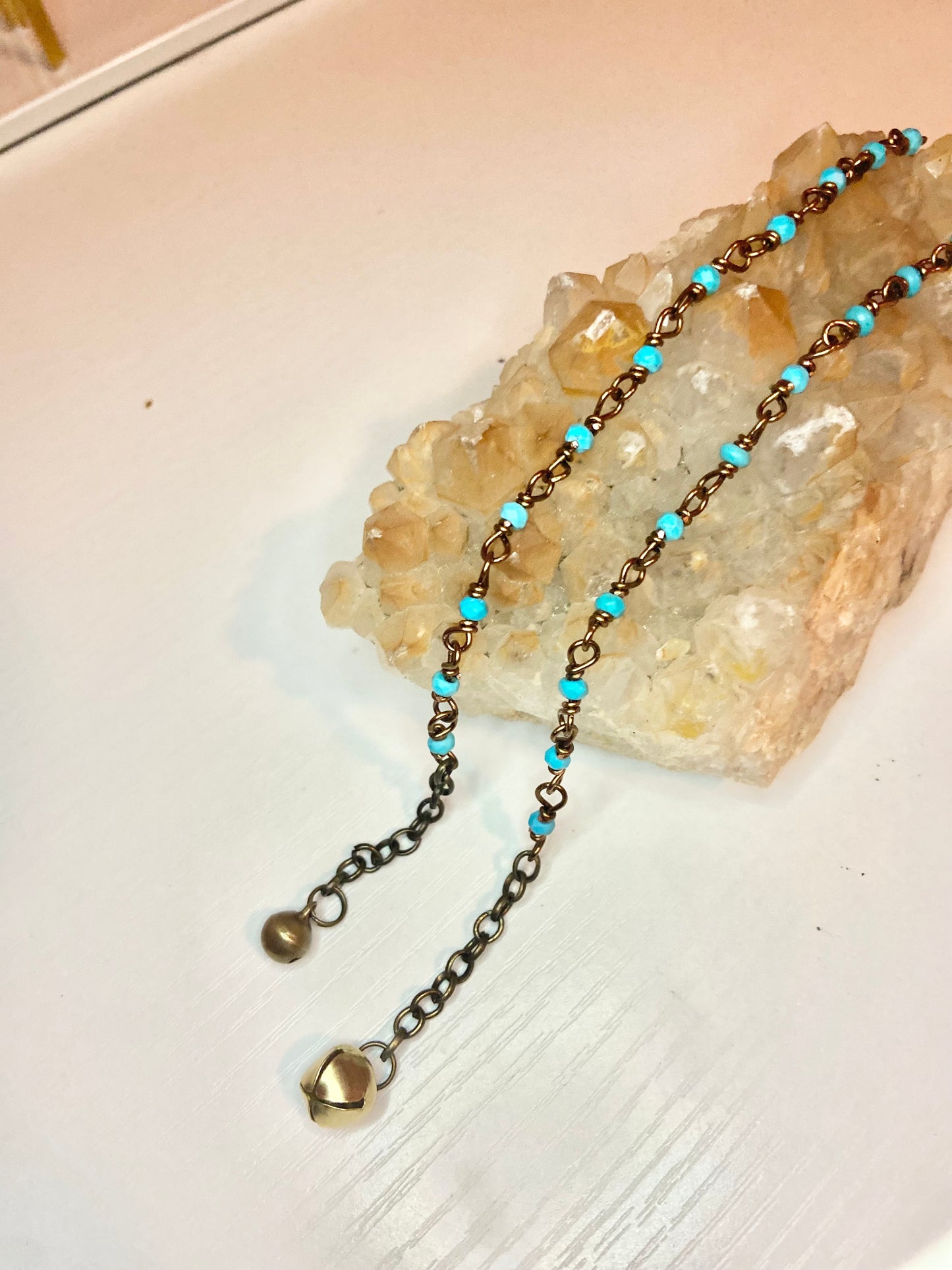 Matching Turquoise Anklet and Cat Collar