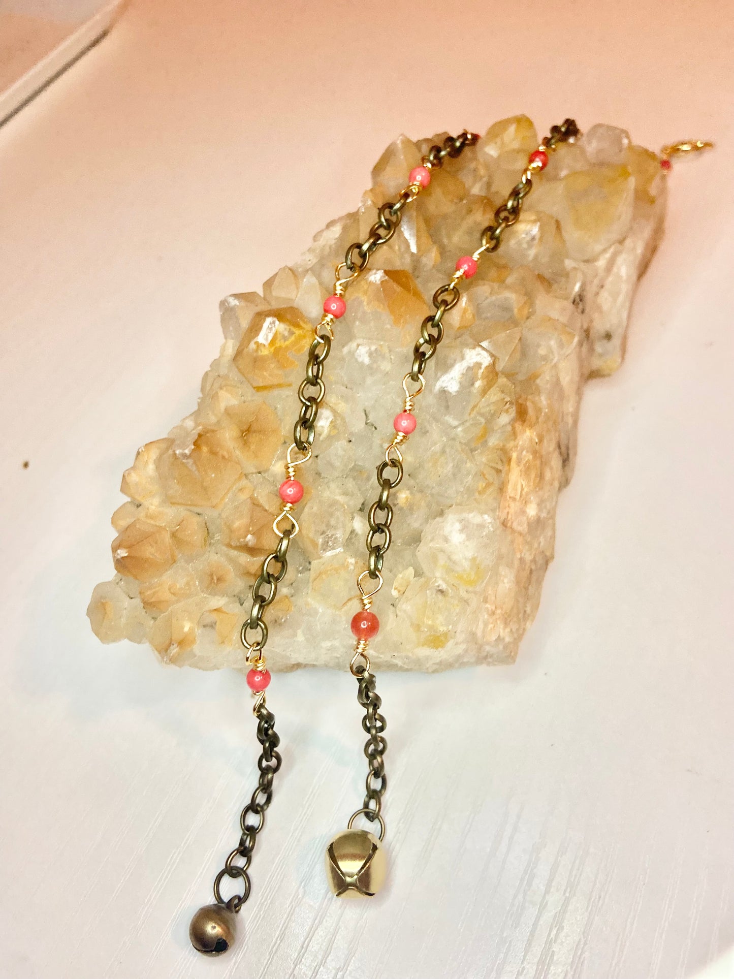 Matching Coral Anklet and Cat Collar