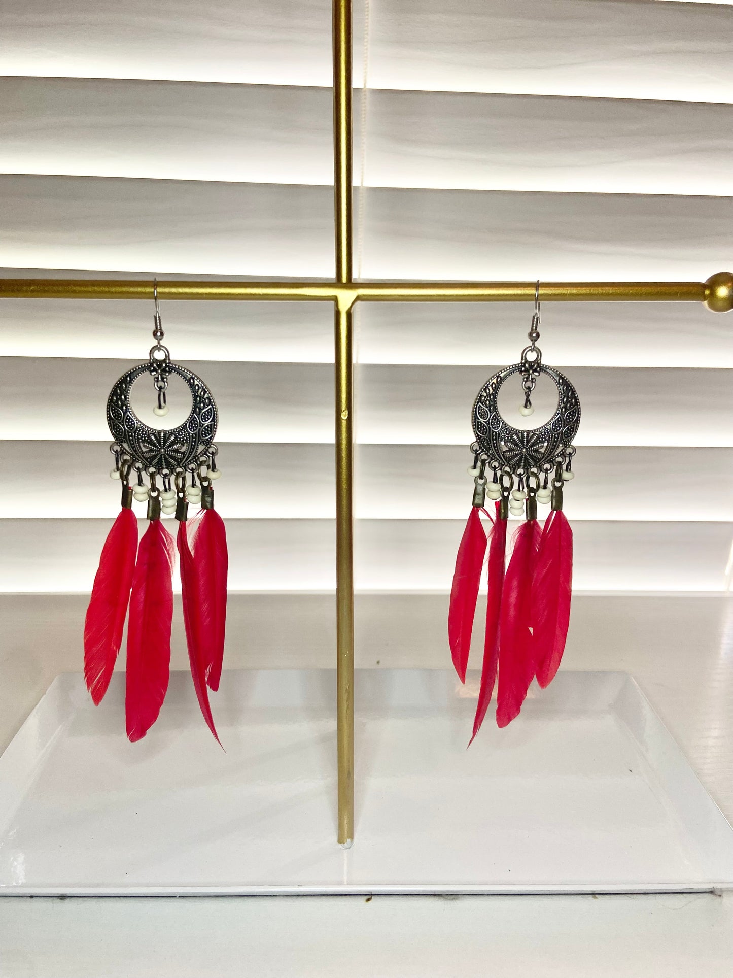 Red Boho Earrings