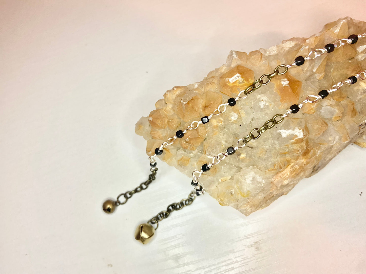 Matching Hematite Anklet and Cat Collar