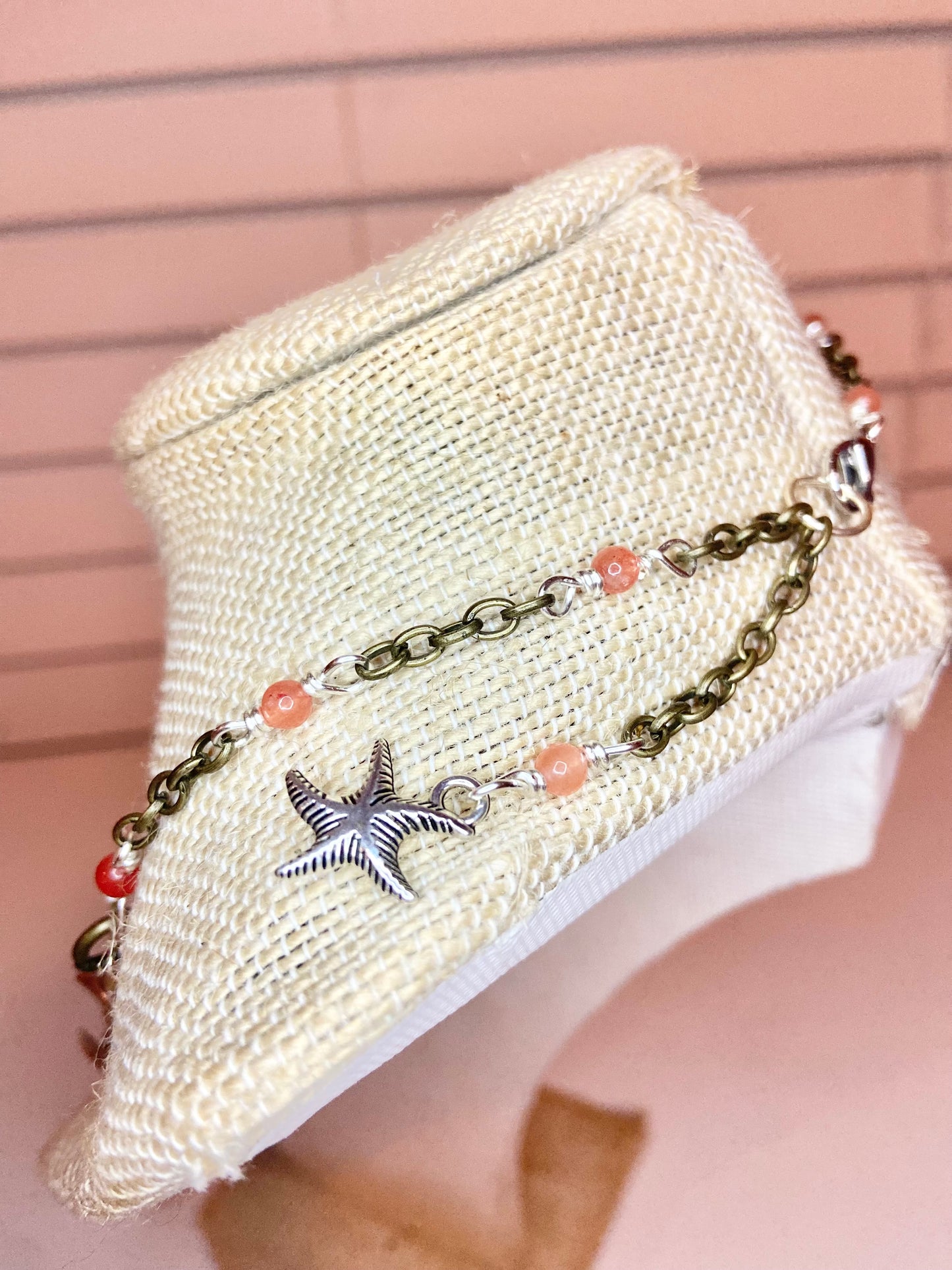 Rose Quartz and Silver Charm Choker