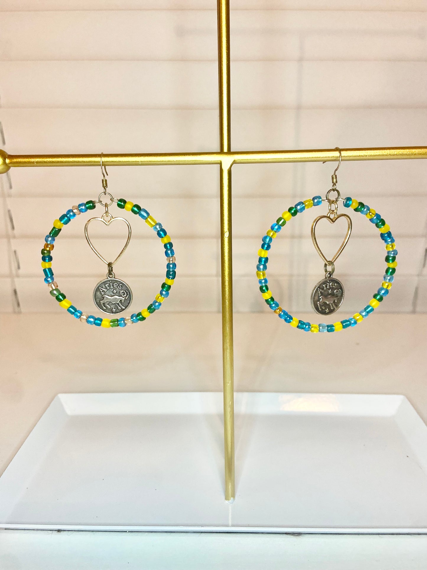 Blue and Yellow Aries Earring
