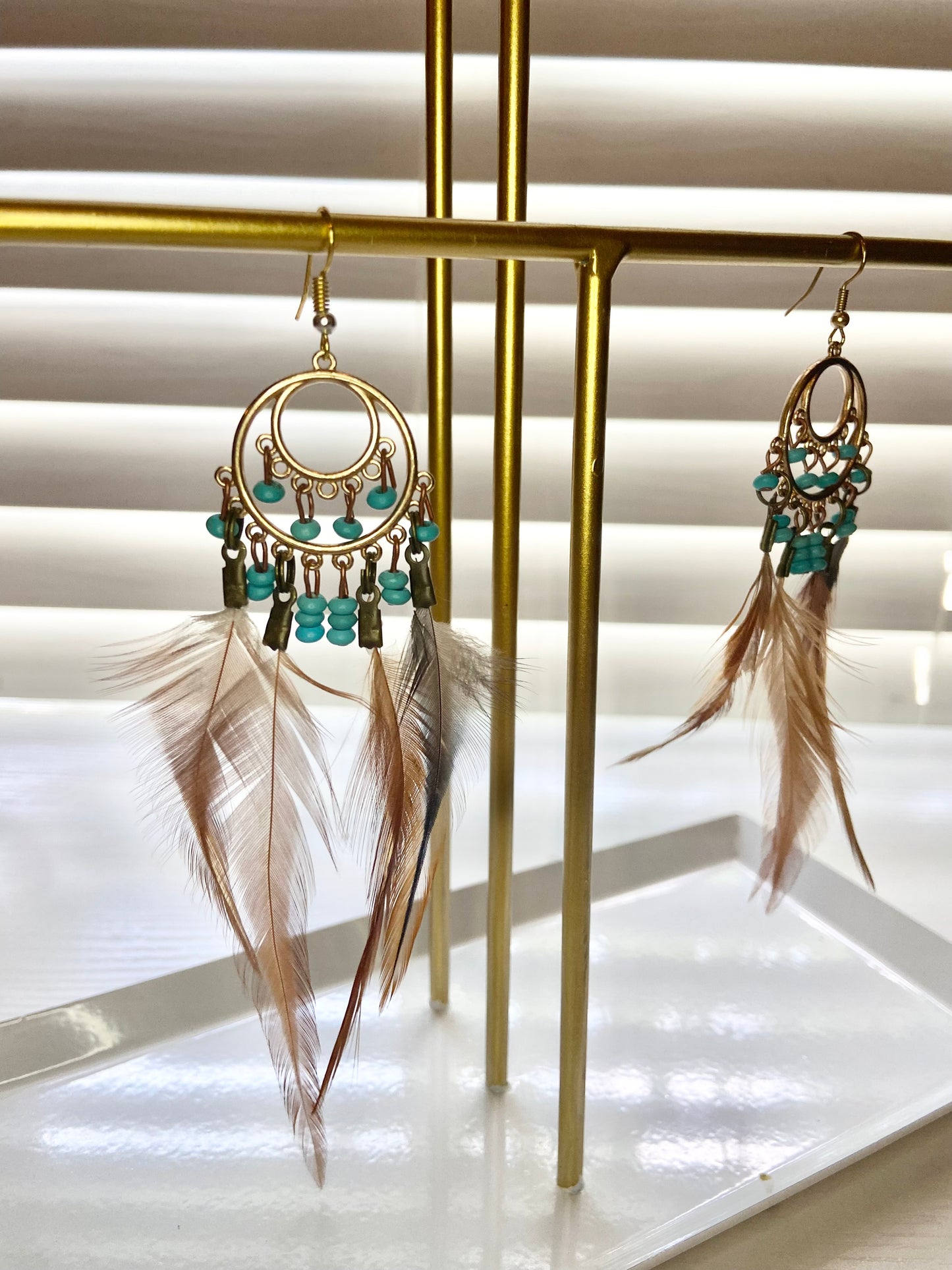 Pheasant Feather Boho Earring