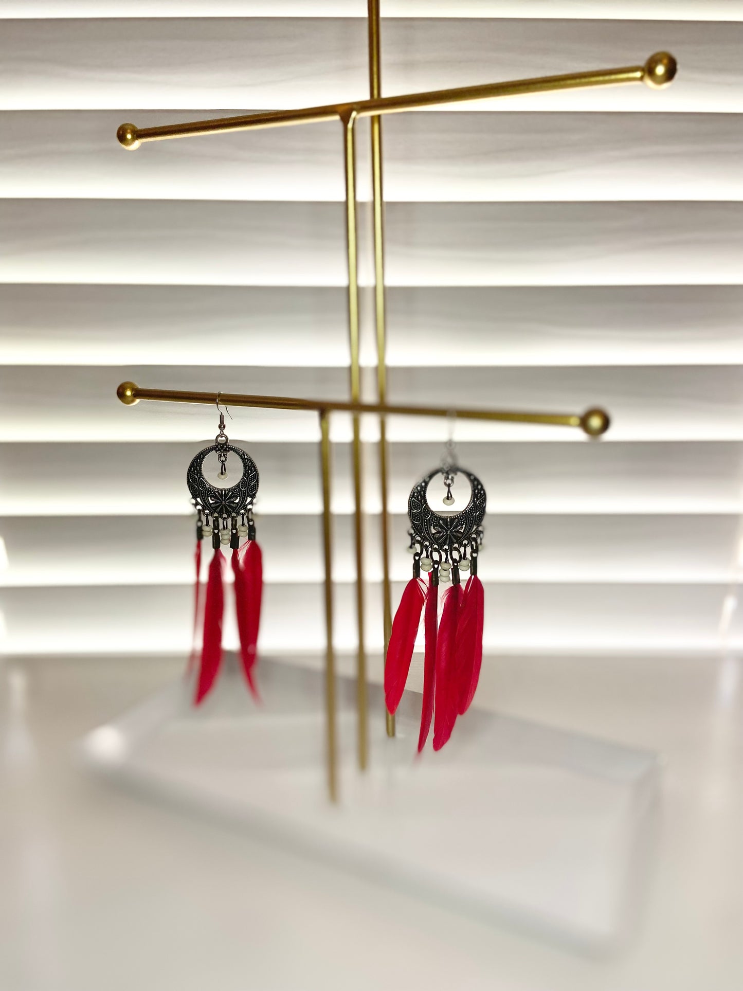 Red Boho Earrings
