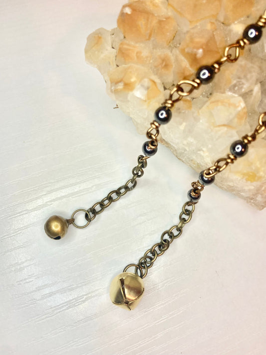 Matching Hematite Anklet and Cat Collar