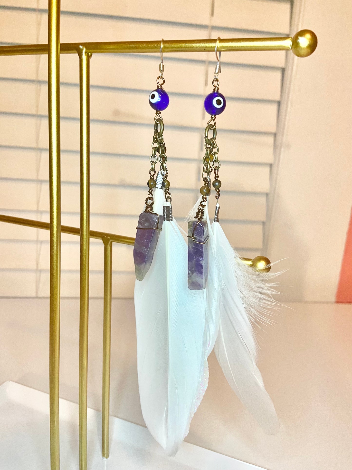 Amethyst Evil Eye Earrings