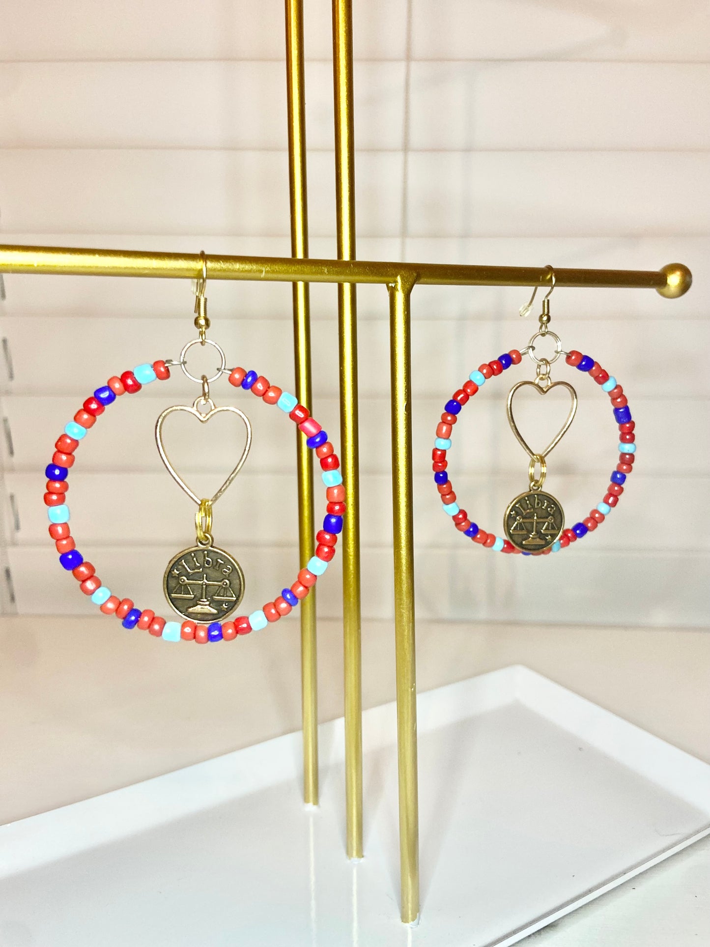 Red and Blue Libra Hoops