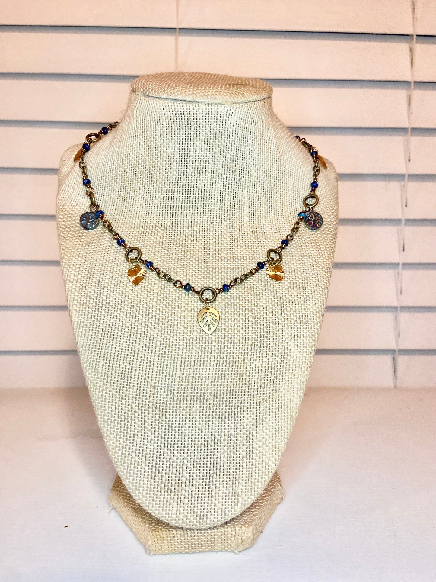 Lapis Lazuli and Gold Charm Choker